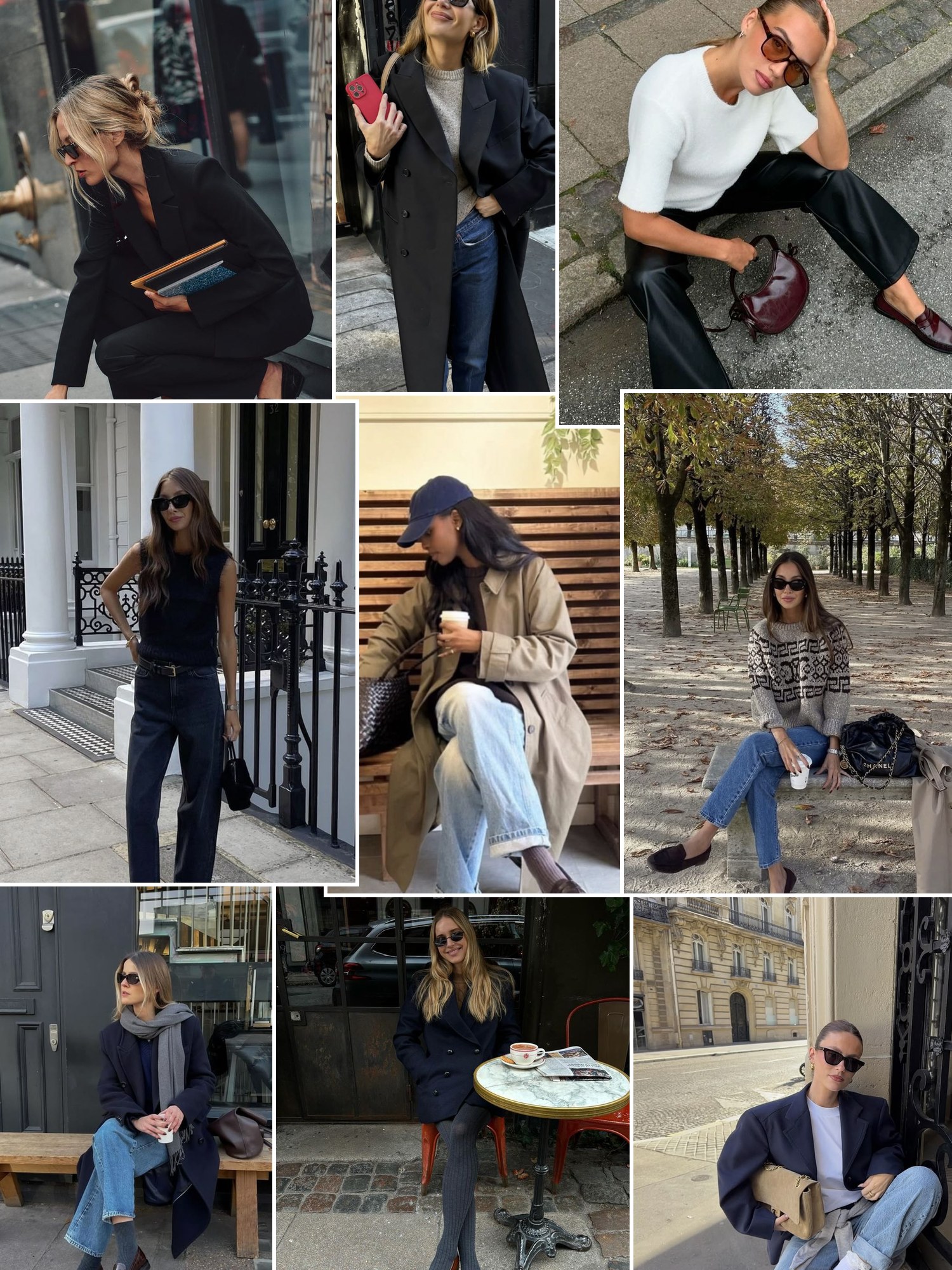Collage of patent penny loafers and similar looks