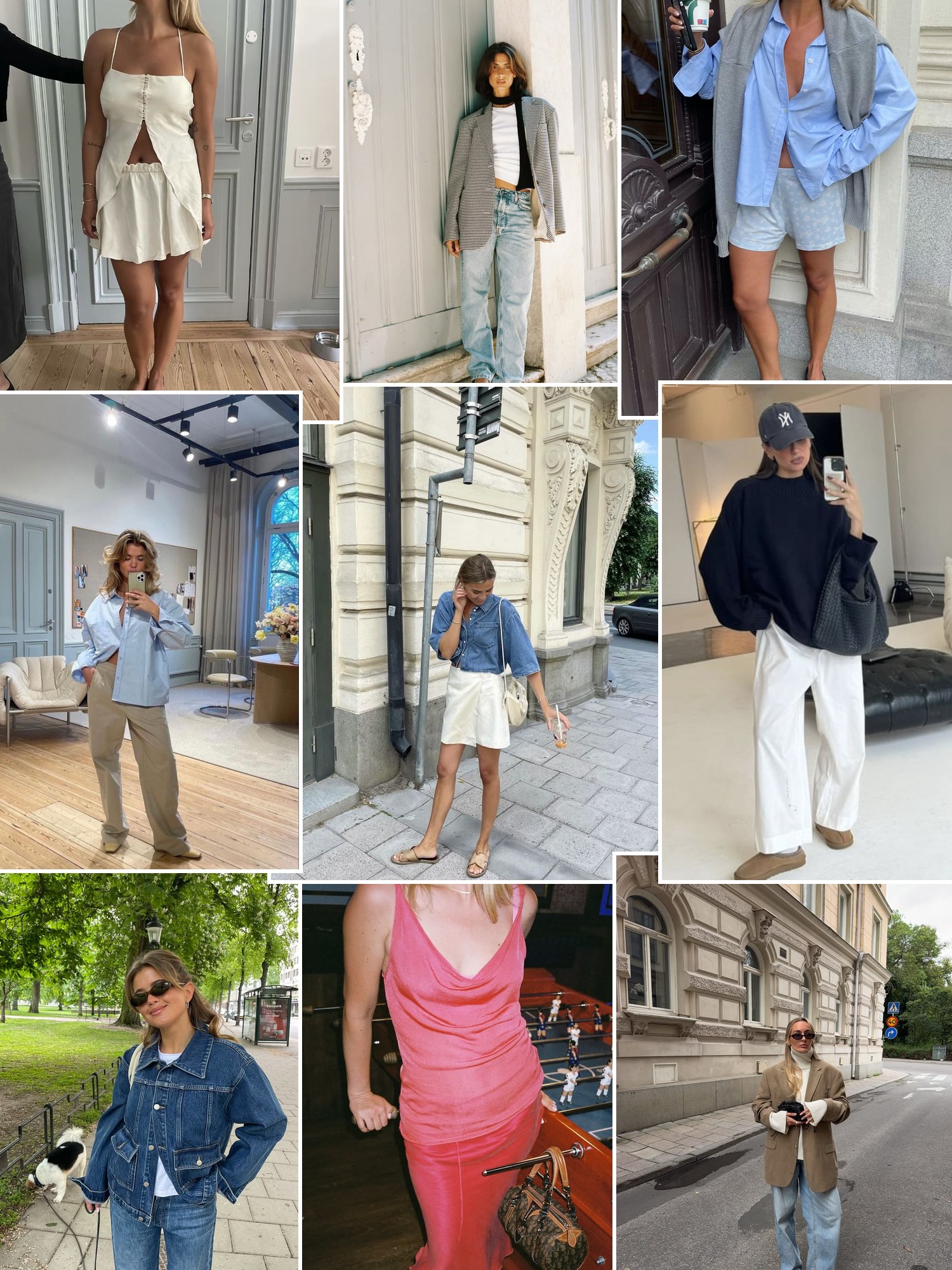 Street style collage of women wearing Djerf Avenue