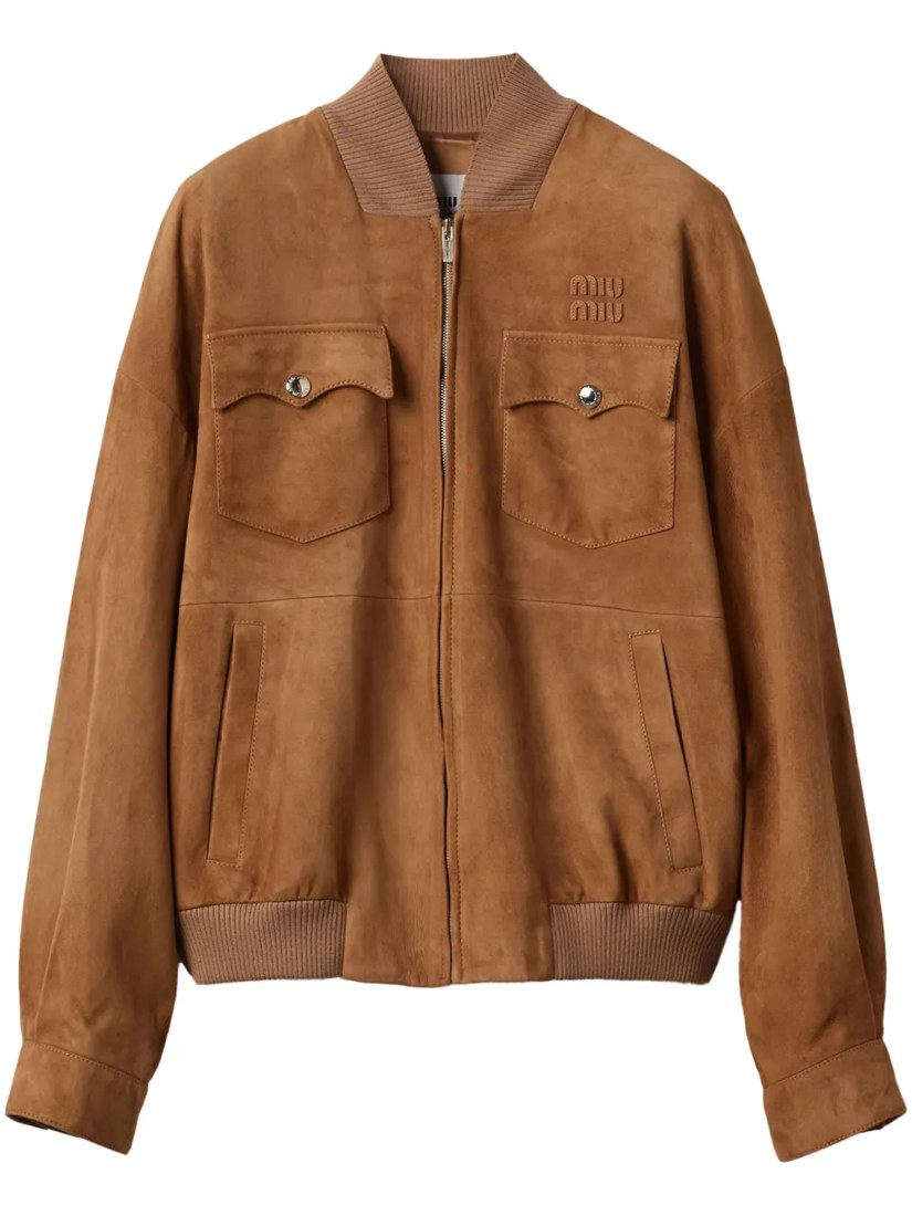 Logo-lettering suede jacket