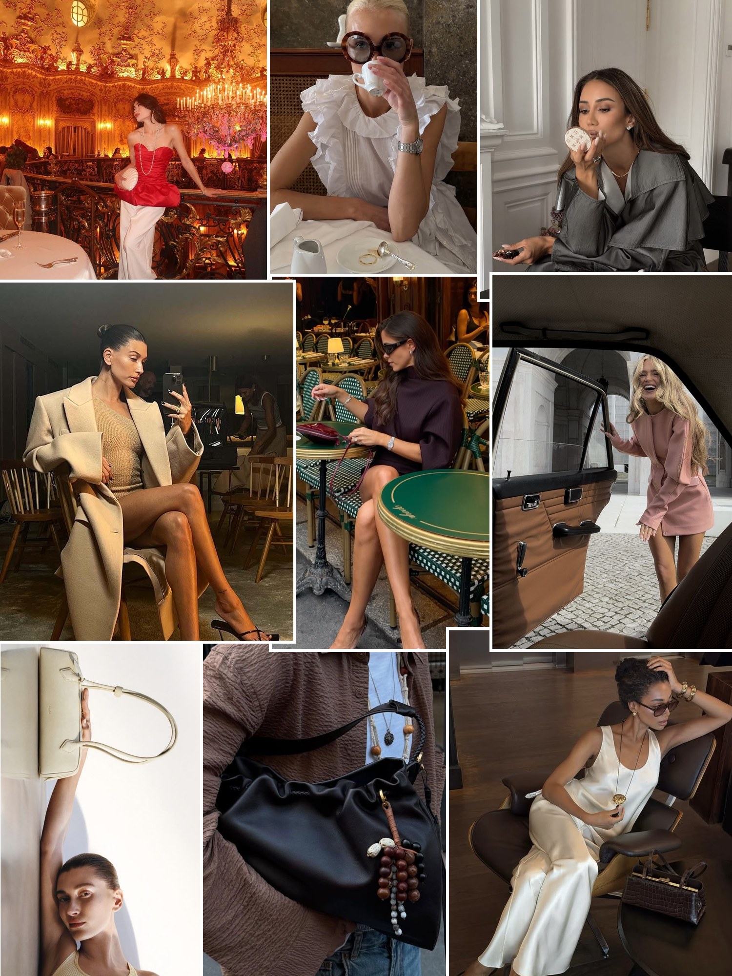 Street style collage of women wearing luxury gifts for the woman who has everything