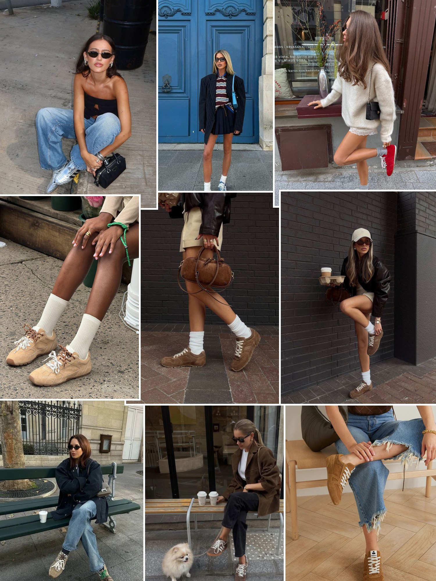 Collage of suede retro runners and similar looks