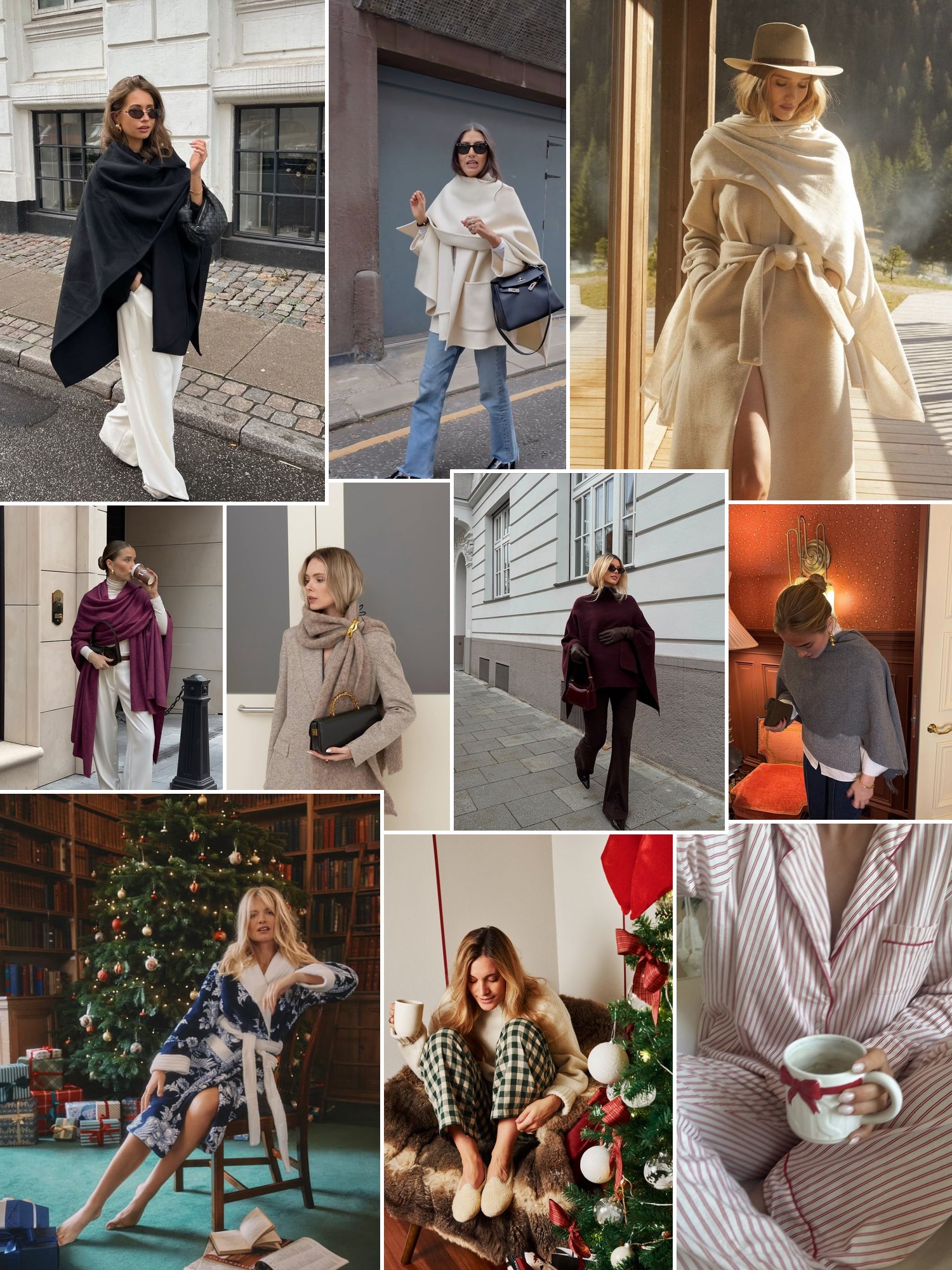 Street style collage of women wearing christmas gifts for mom