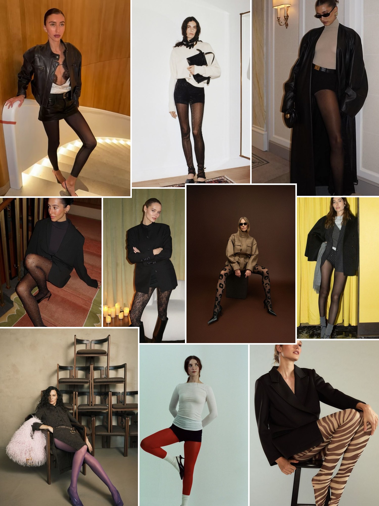Collage of everyday outfits built around Calzedonia