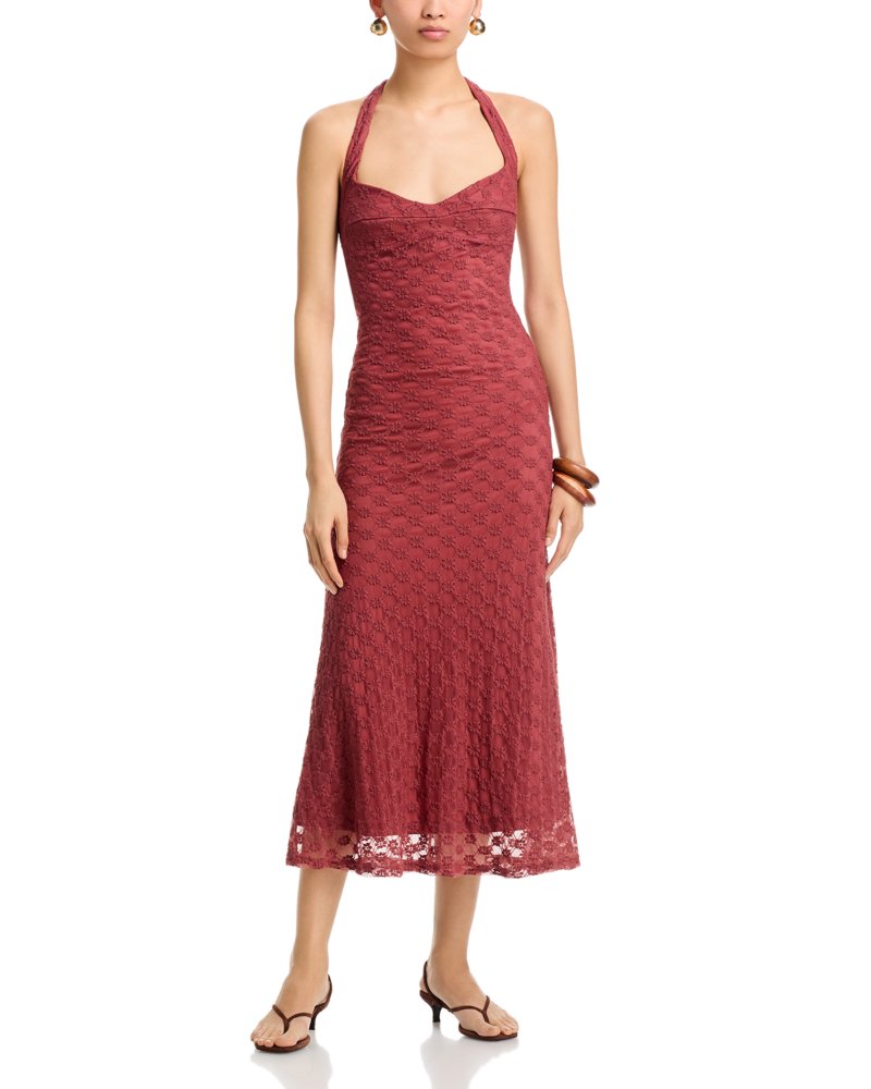 Mariko Halter Neck Midi Dress