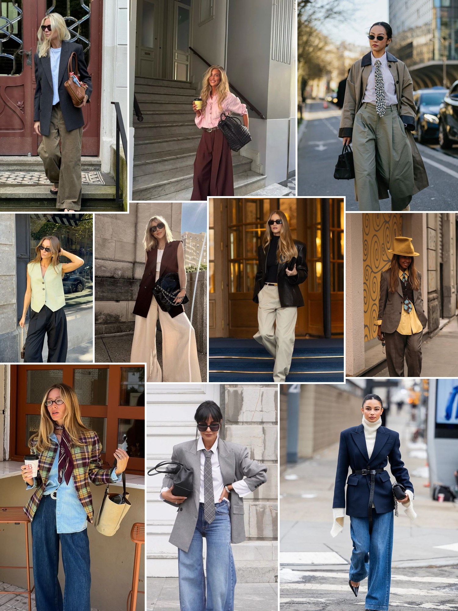 Street style collage of women wearing Diane Keaton style