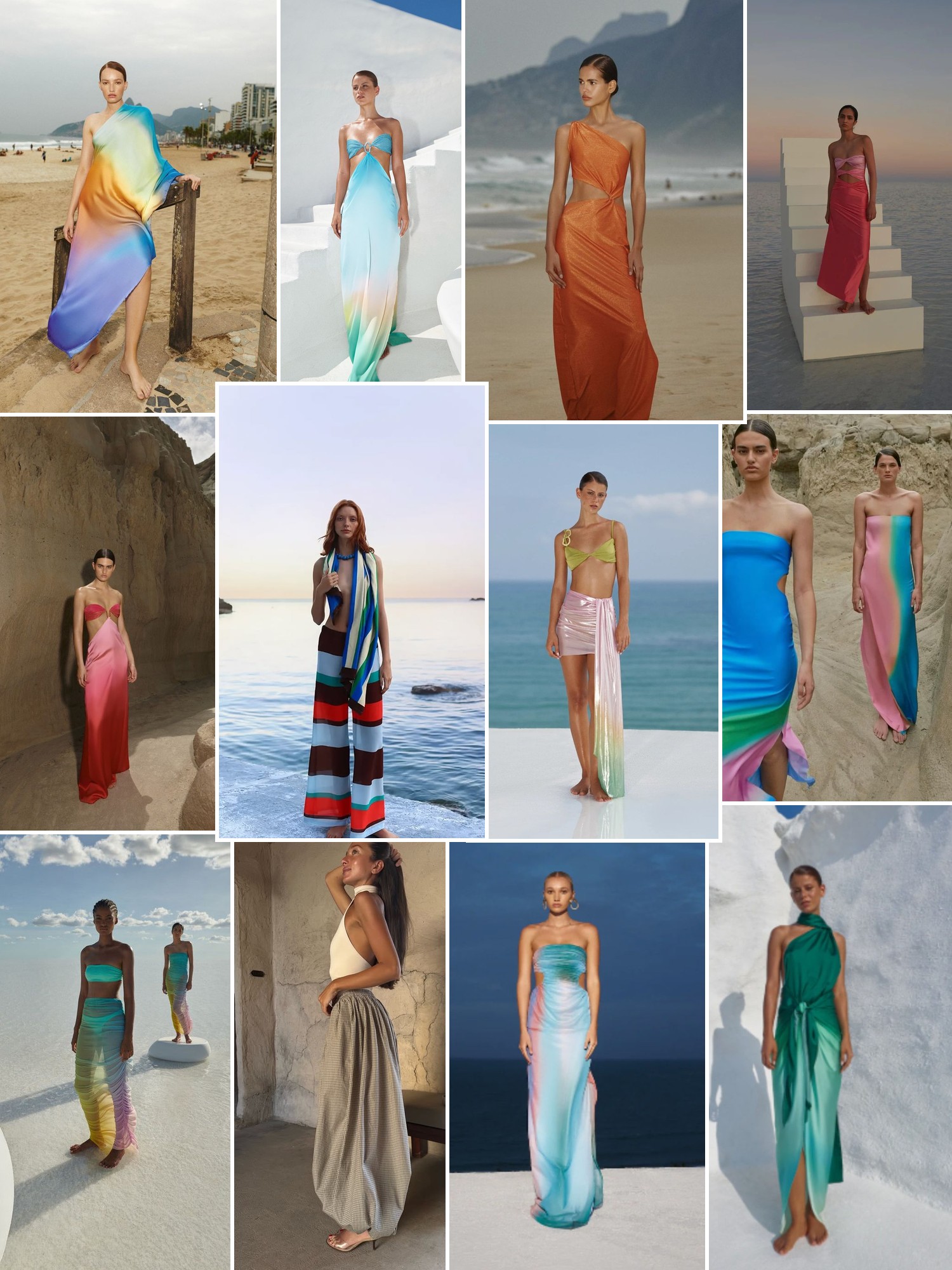 Collage of runway looks, campaign shots and street style outfits that capture the Baobab mood