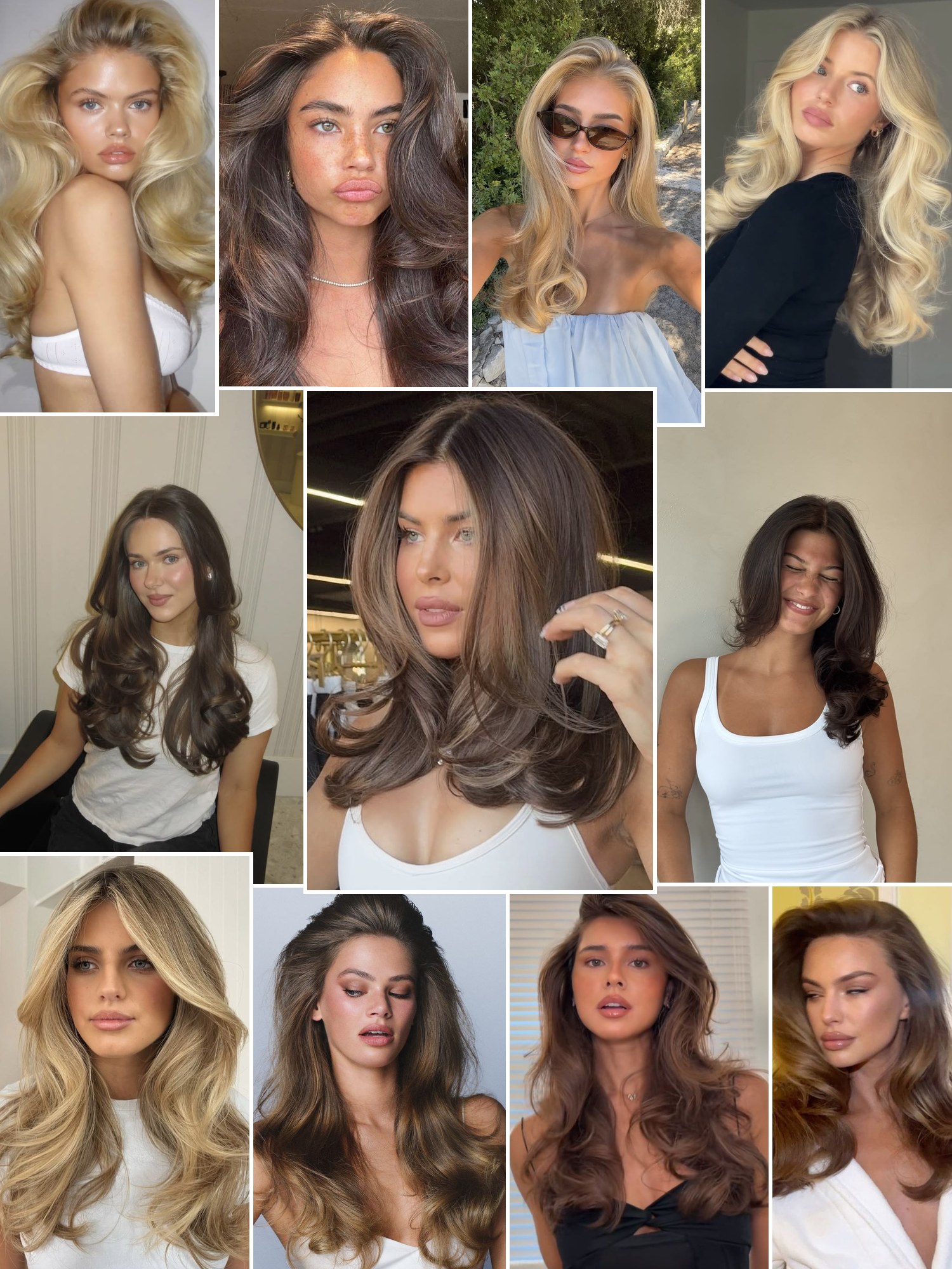 Collage of glossy, voluminous blowouts