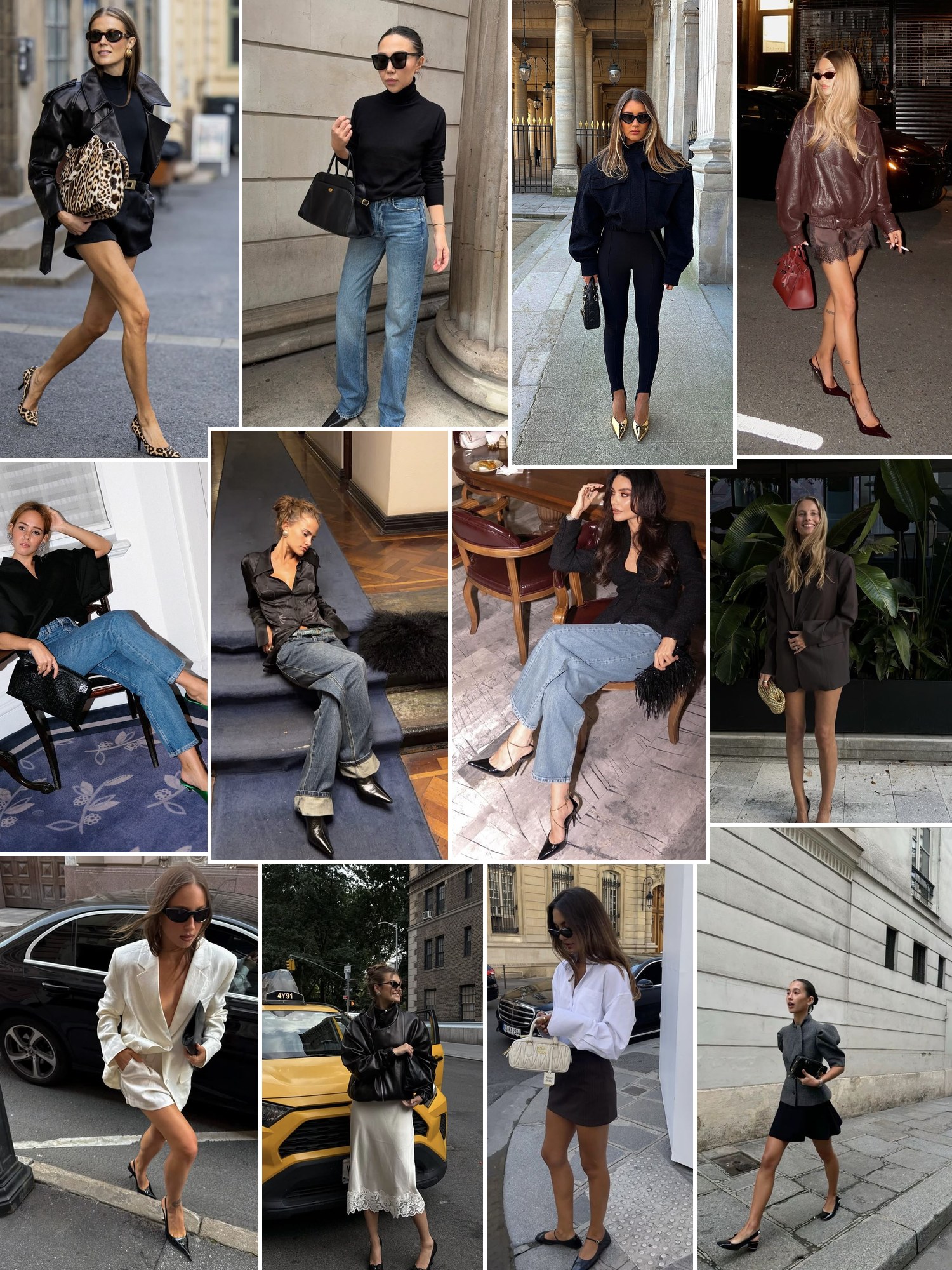 Collage of sculptural-heel pumps and similar looks