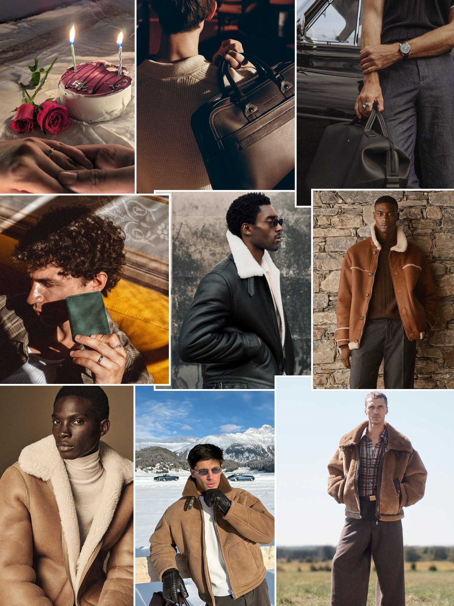 Street style collage of women wearing 13th wedding anniversary gifts for him