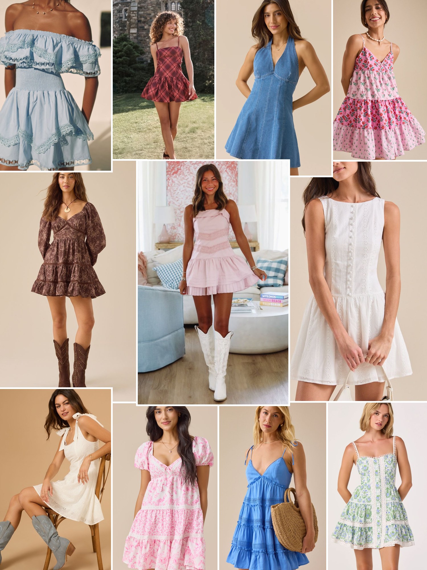 Street style collage of women wearing Altar'd State dresses