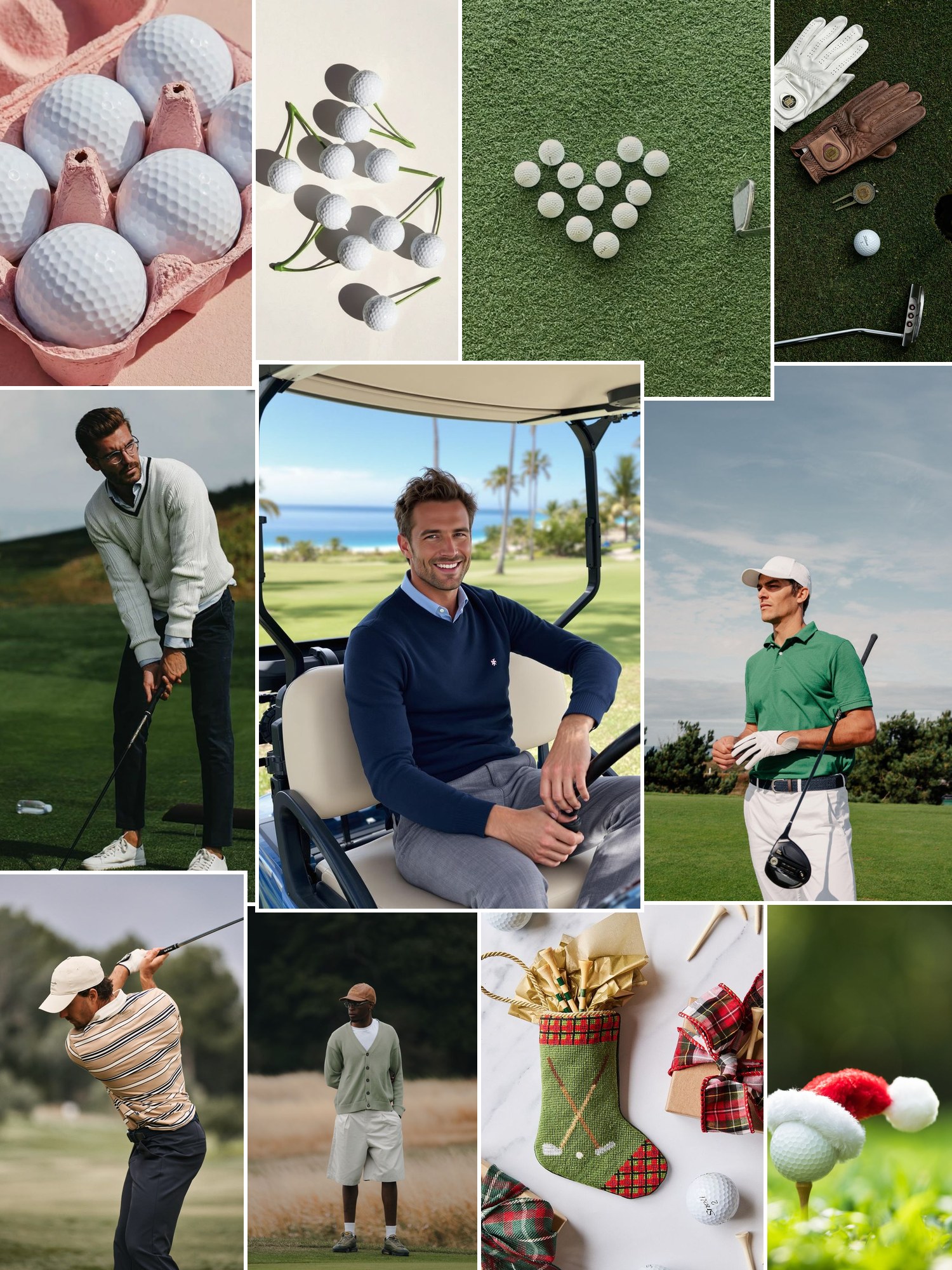 Street style collage of women wearing golf stocking stuffers