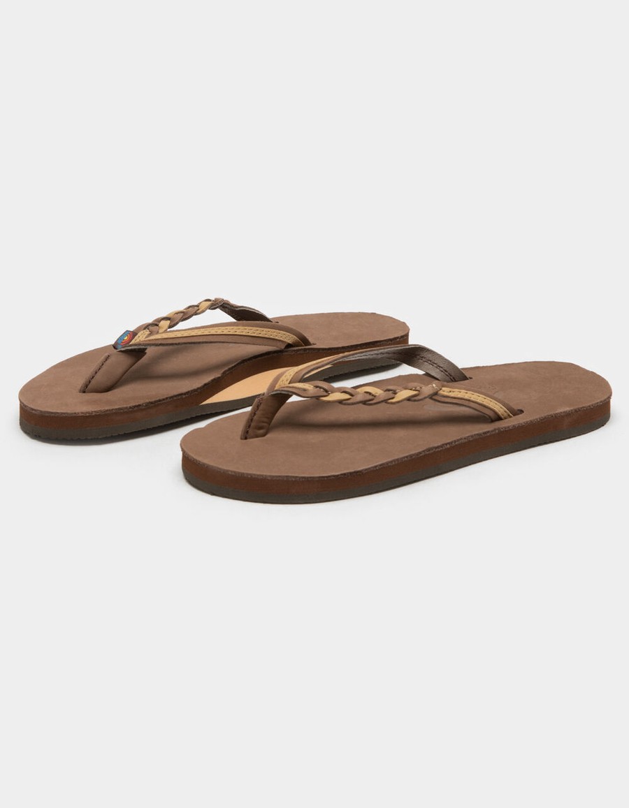 Flirty Braidy Flip Flops in Brown Combo