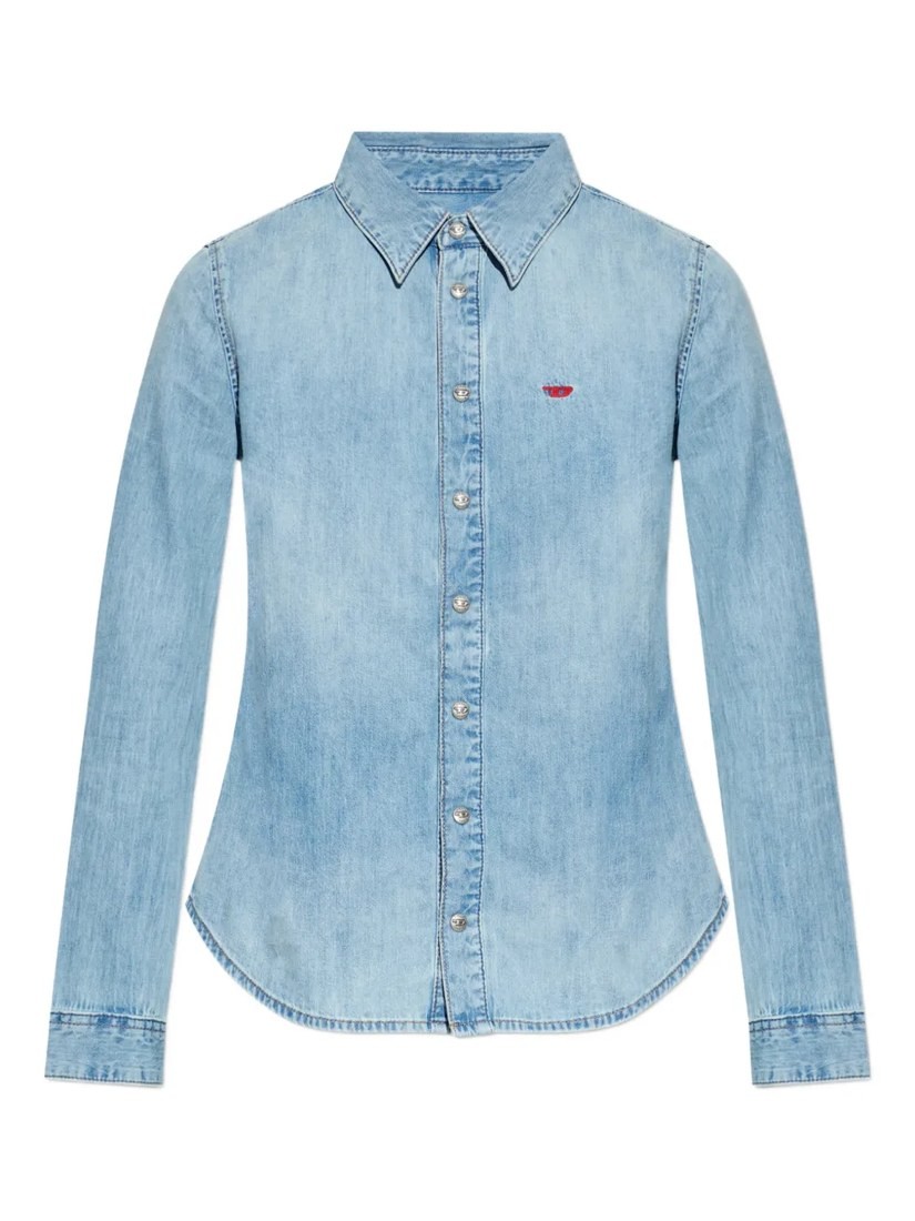 Denim shirt with embroidered logo