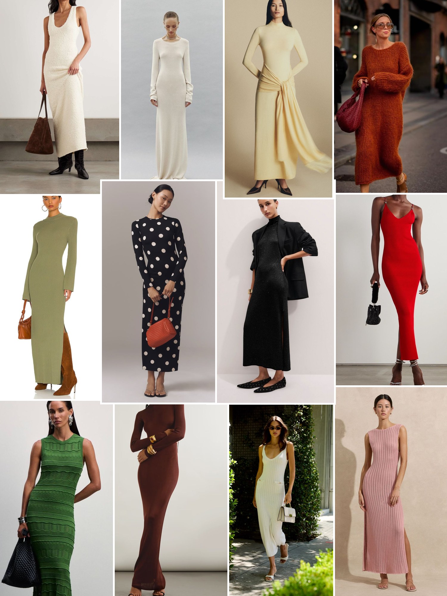 Collage of everyday outfits built around Scanlan Theodore dresses