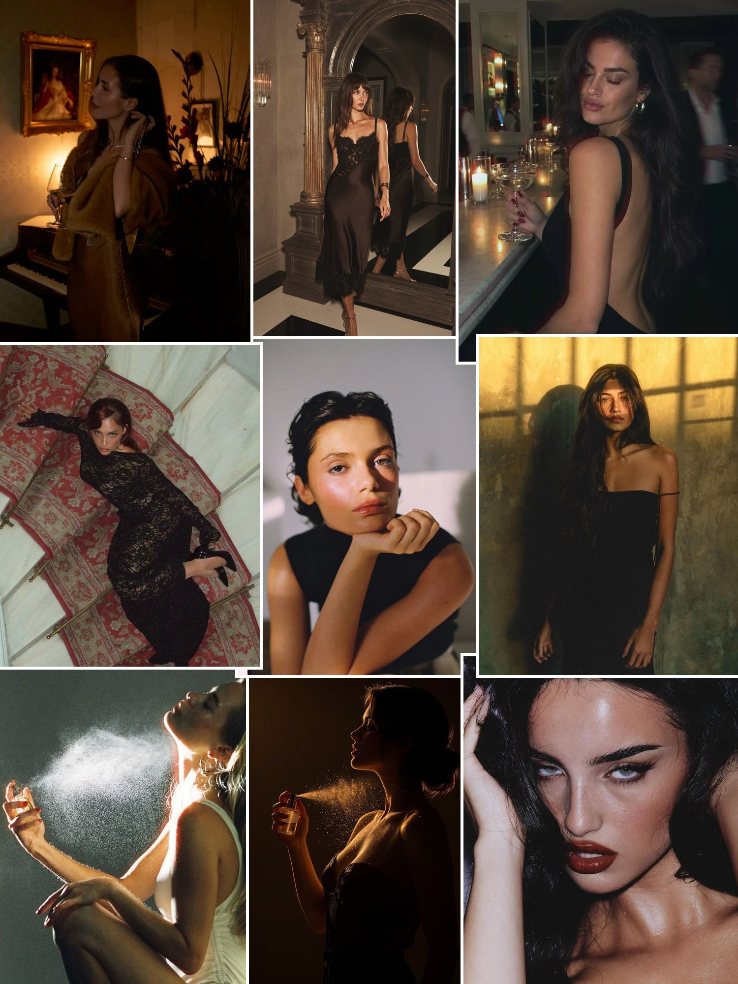 Collage of cherry almond perfumes and similar looks