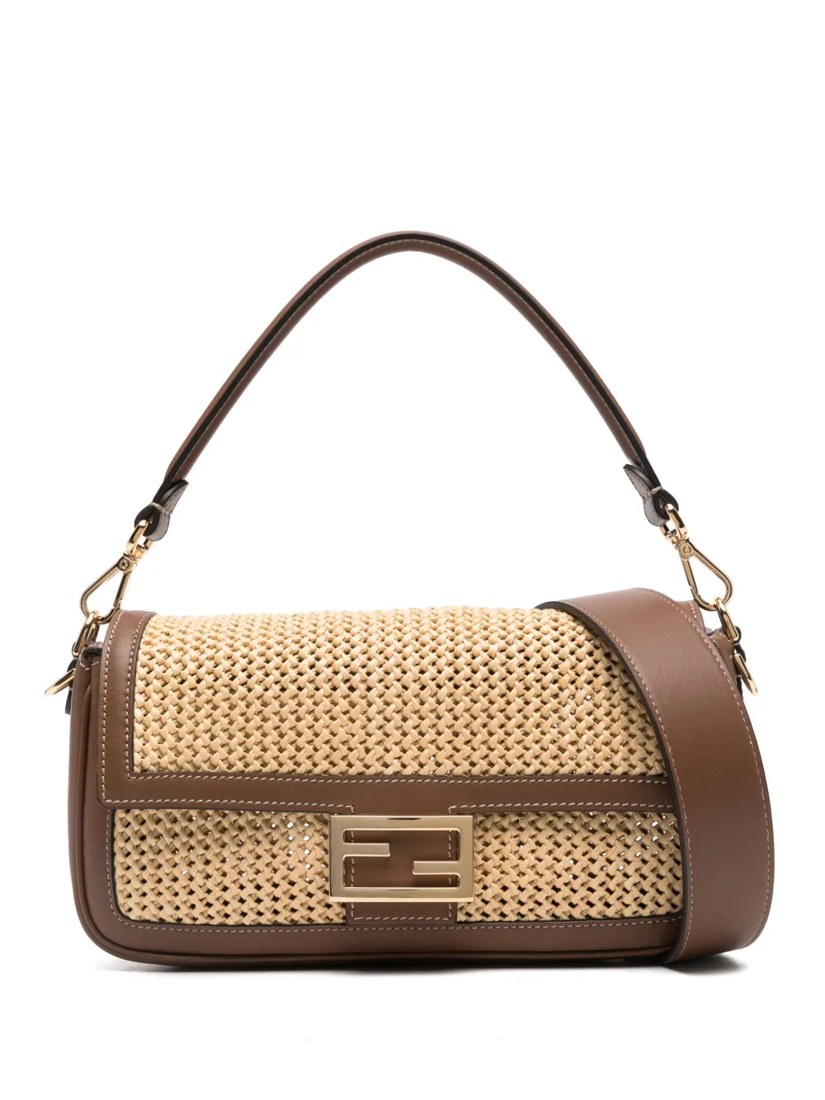 Baguette macramé-detail shoulder bag