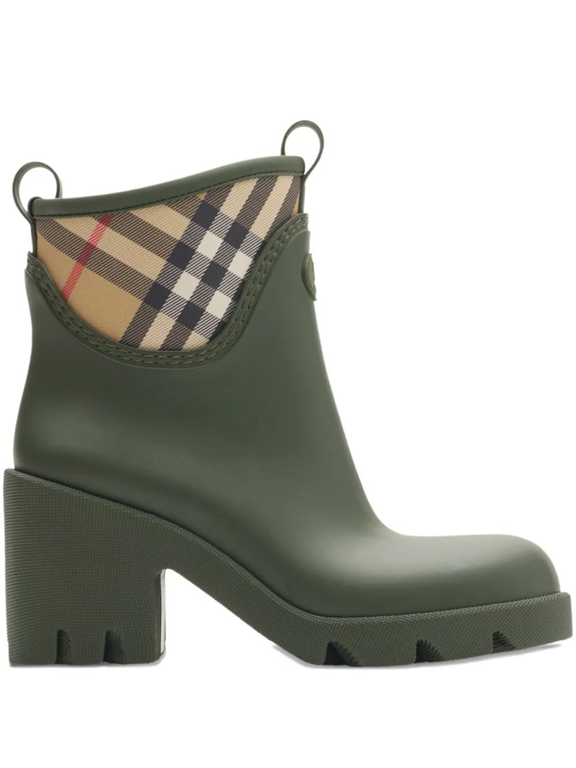 Checked heeled rain boots
