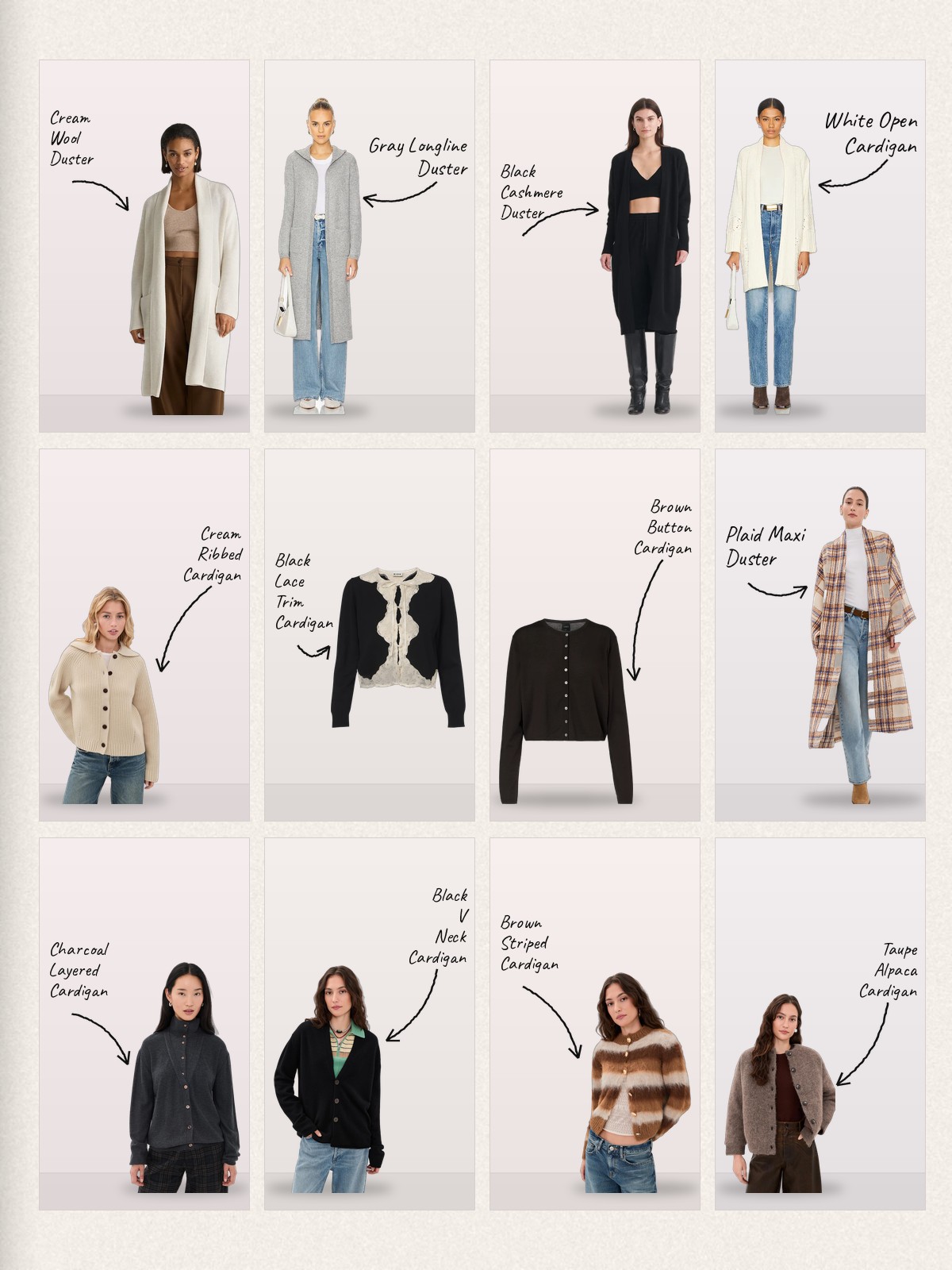 The Cardigan Trench collage