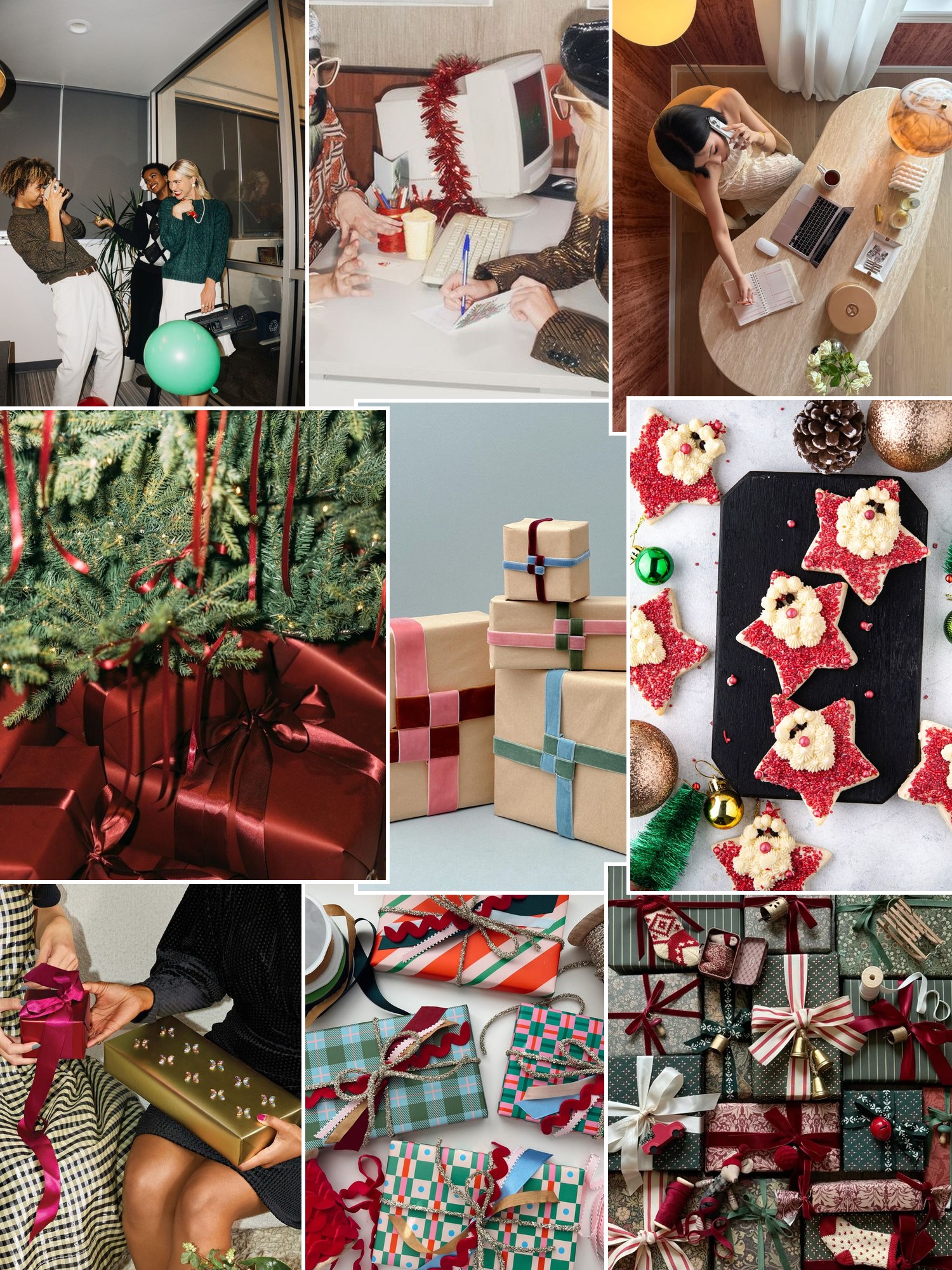 Street style collage of women wearing secret santa gift ideas for coworkers