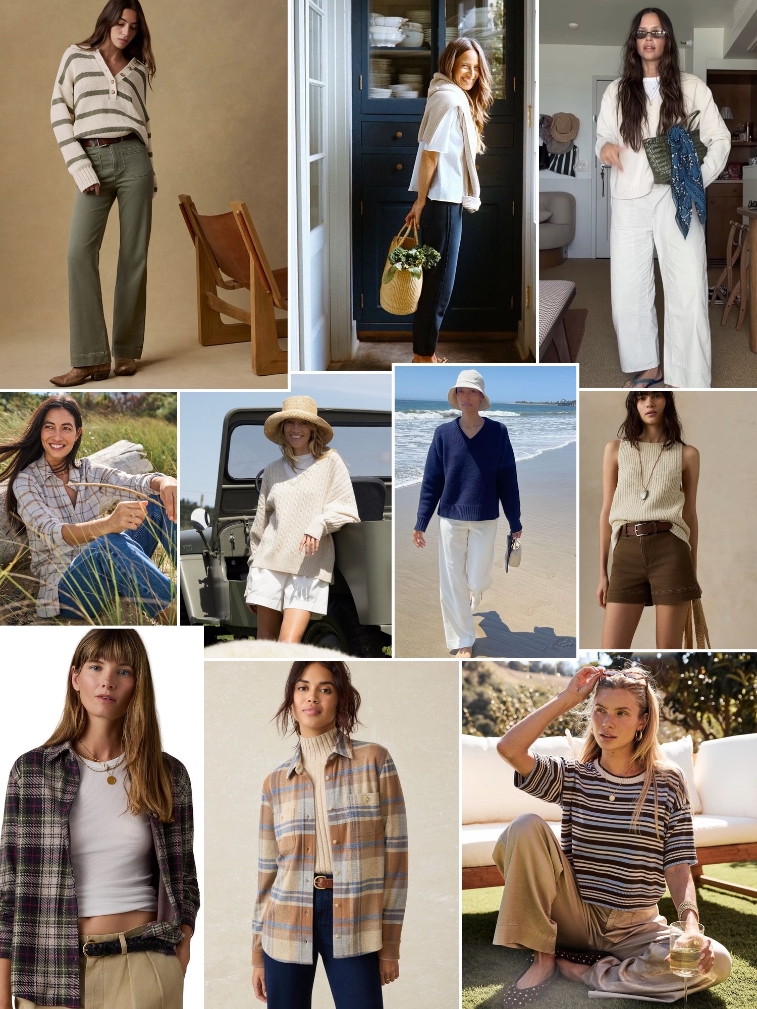 Street style collage of women wearing Faherty
