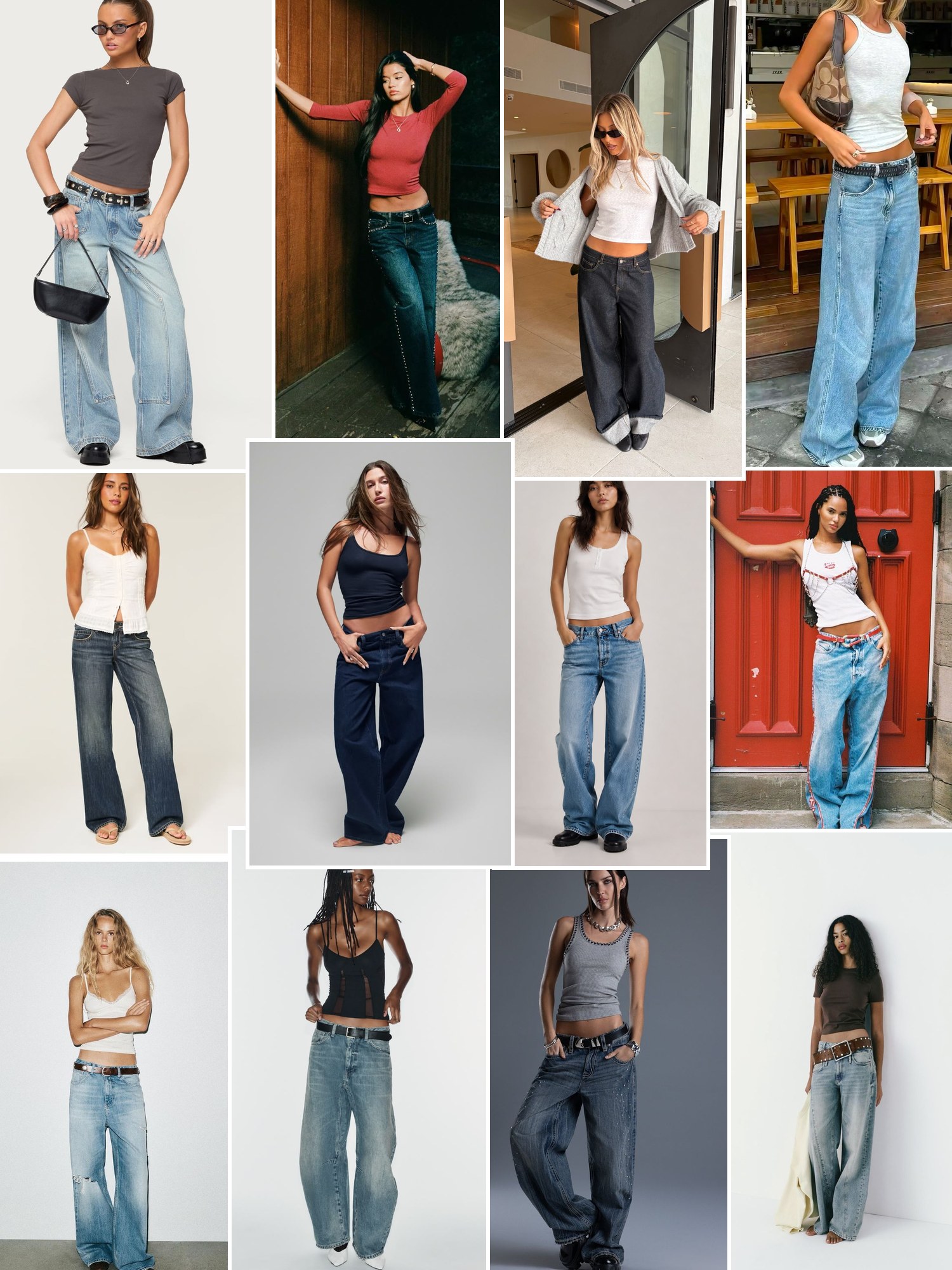 Street style collage of women wearing Edikted jeans