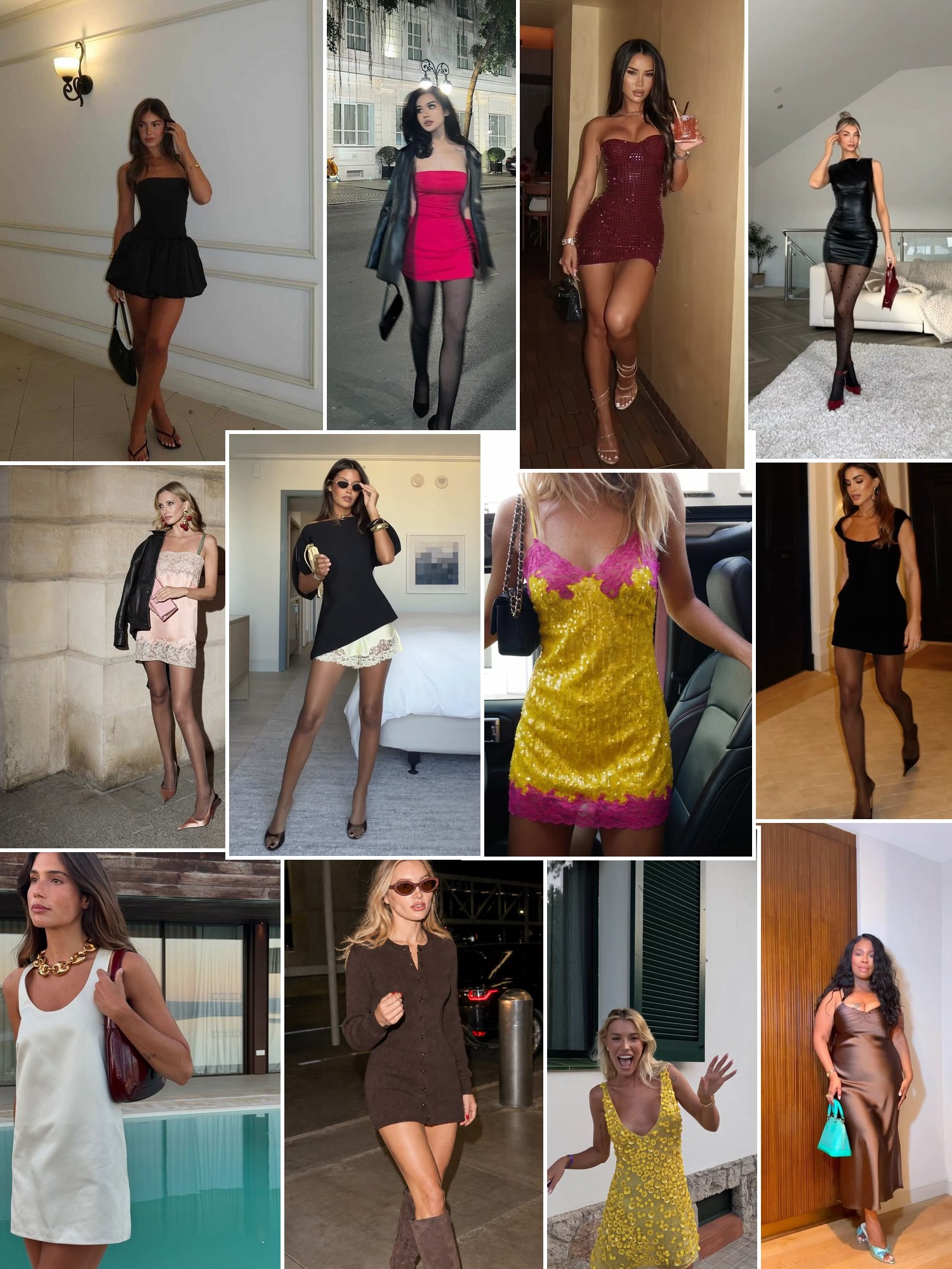 Collage of everyday outfits built around Showpo dresses