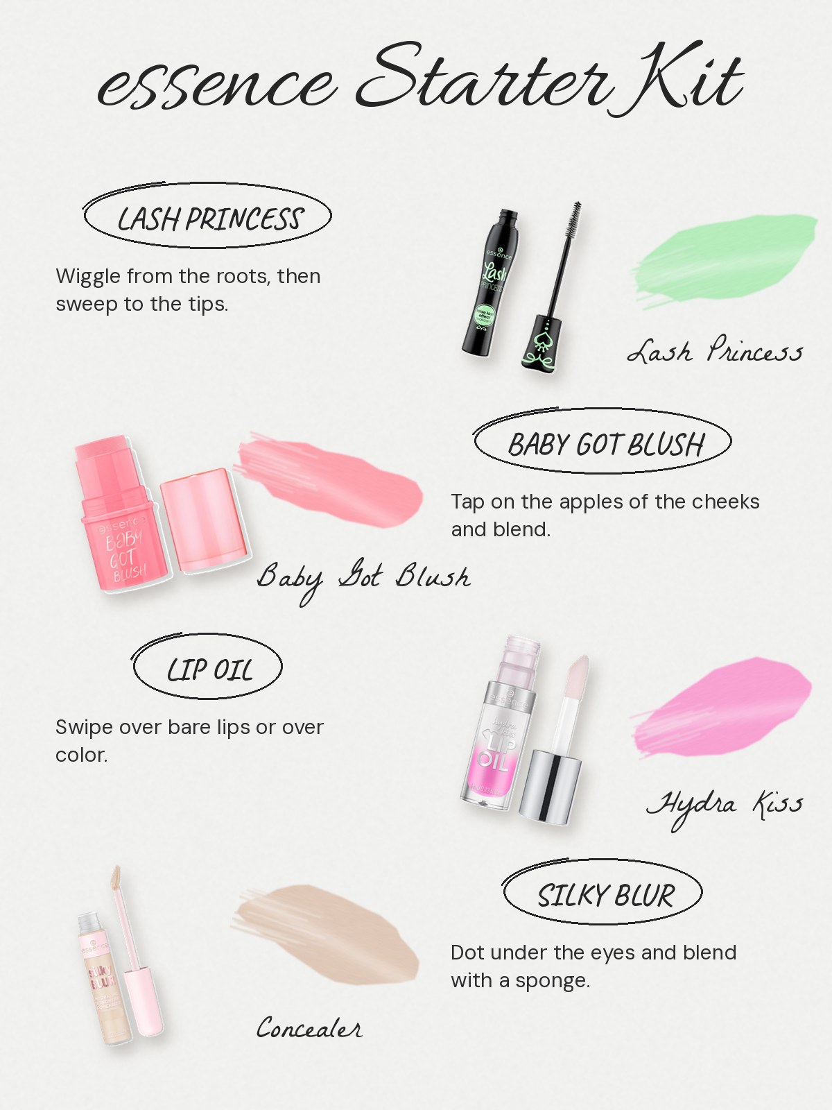 FAQ chart: essence makeup. Is essence a German brand? Yes. essence belongs to cosnova, a company based in Sulzbach, Germany, founded in 2001. Who founded it? Christina Oster-Daum and Javier Gonzalez started the company in 2001, and essence launched in Germany in 2002. When did it reach the United States? cosnova opened a New York office in 2008, and essence was on American shelves a year later. Which essence products should I start with? Lash Princess mascara, Baby Got Blush, the Hydra Kiss Lip Oil and the Silky Blur Concealer.