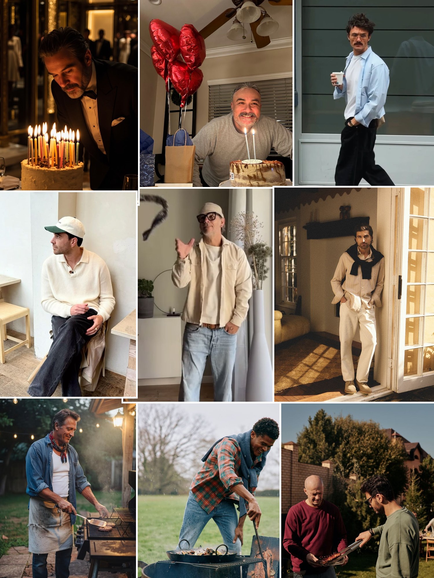 Street style collage of women wearing birthday gifts for dad