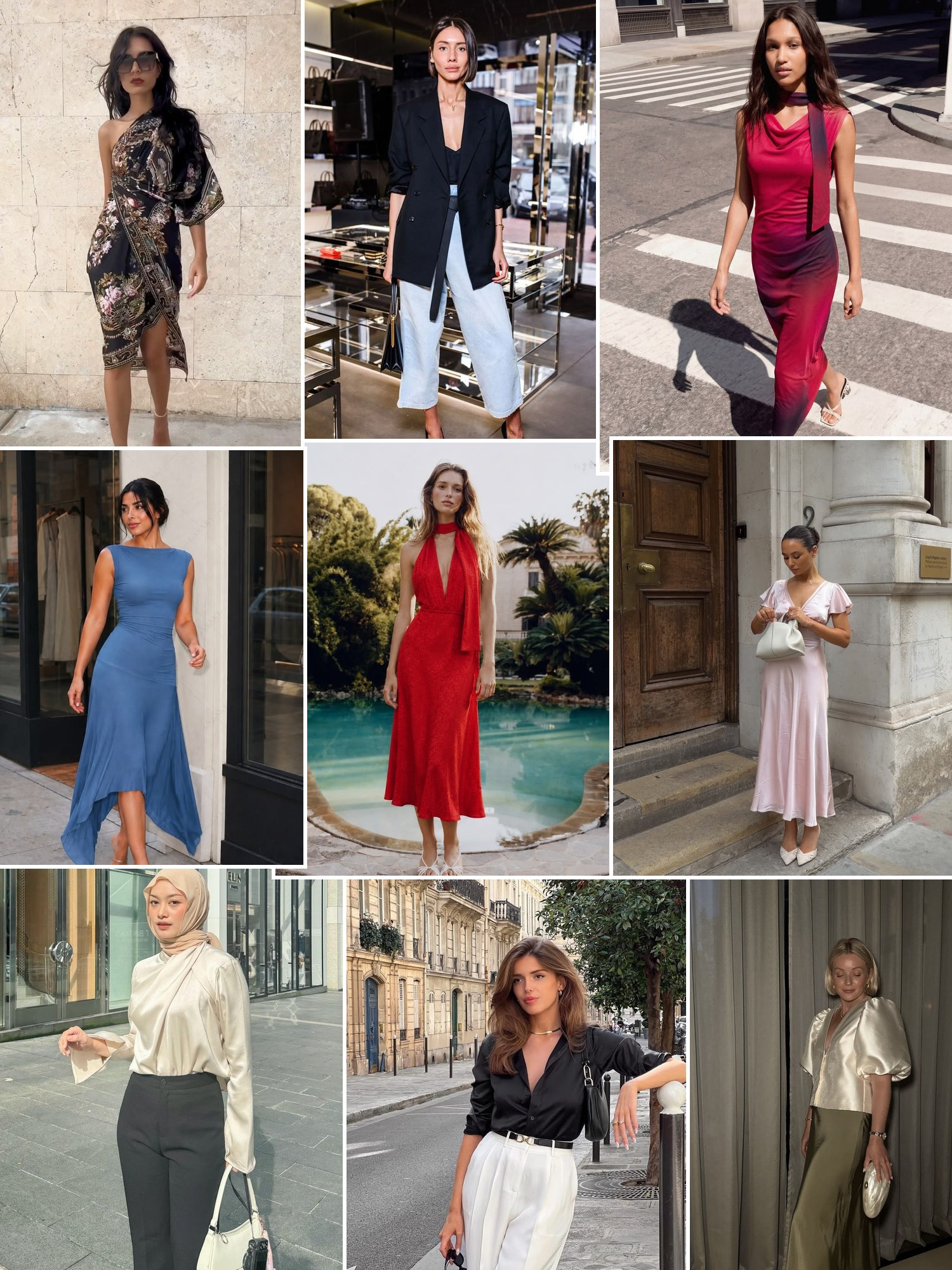 Street style collage of women wearing semi formal attire women
