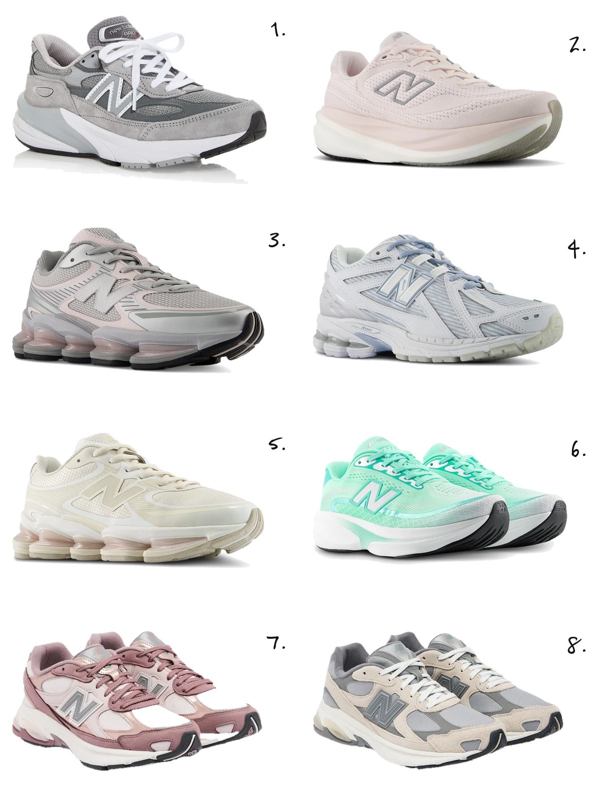 New Balance sneakers, numbered picks