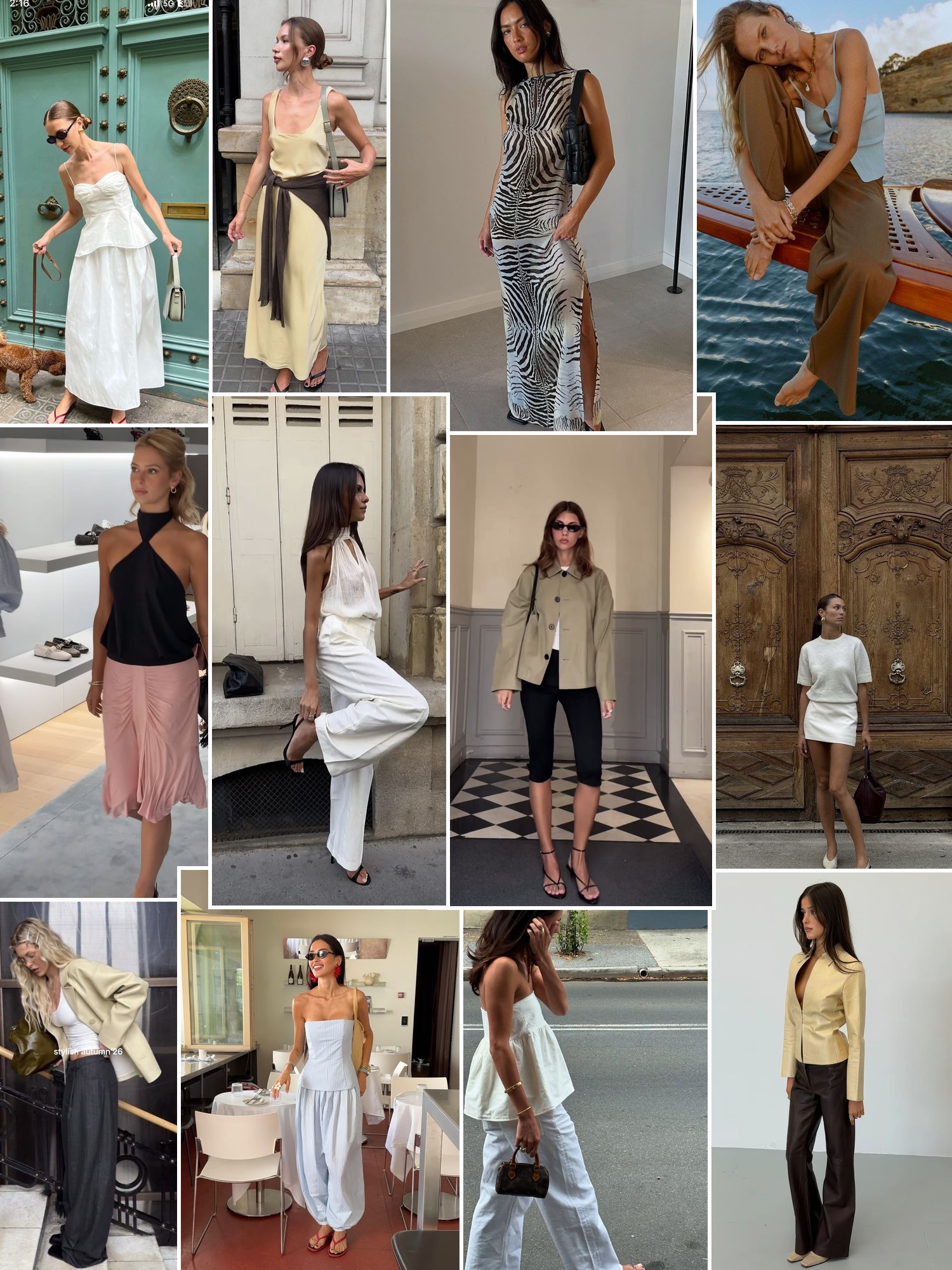 Collage of runway looks, campaign shots and street style outfits that capture the Paris Georgia mood