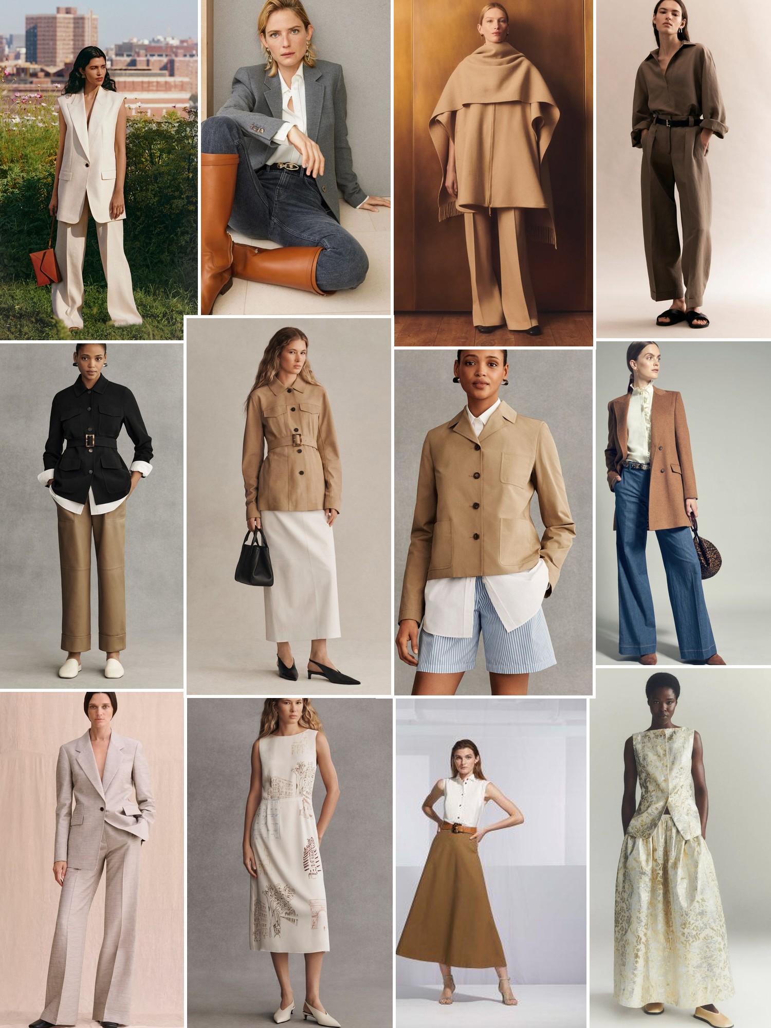 Collage of runway looks, campaign shots and street style outfits that capture the Lafayette 148 mood