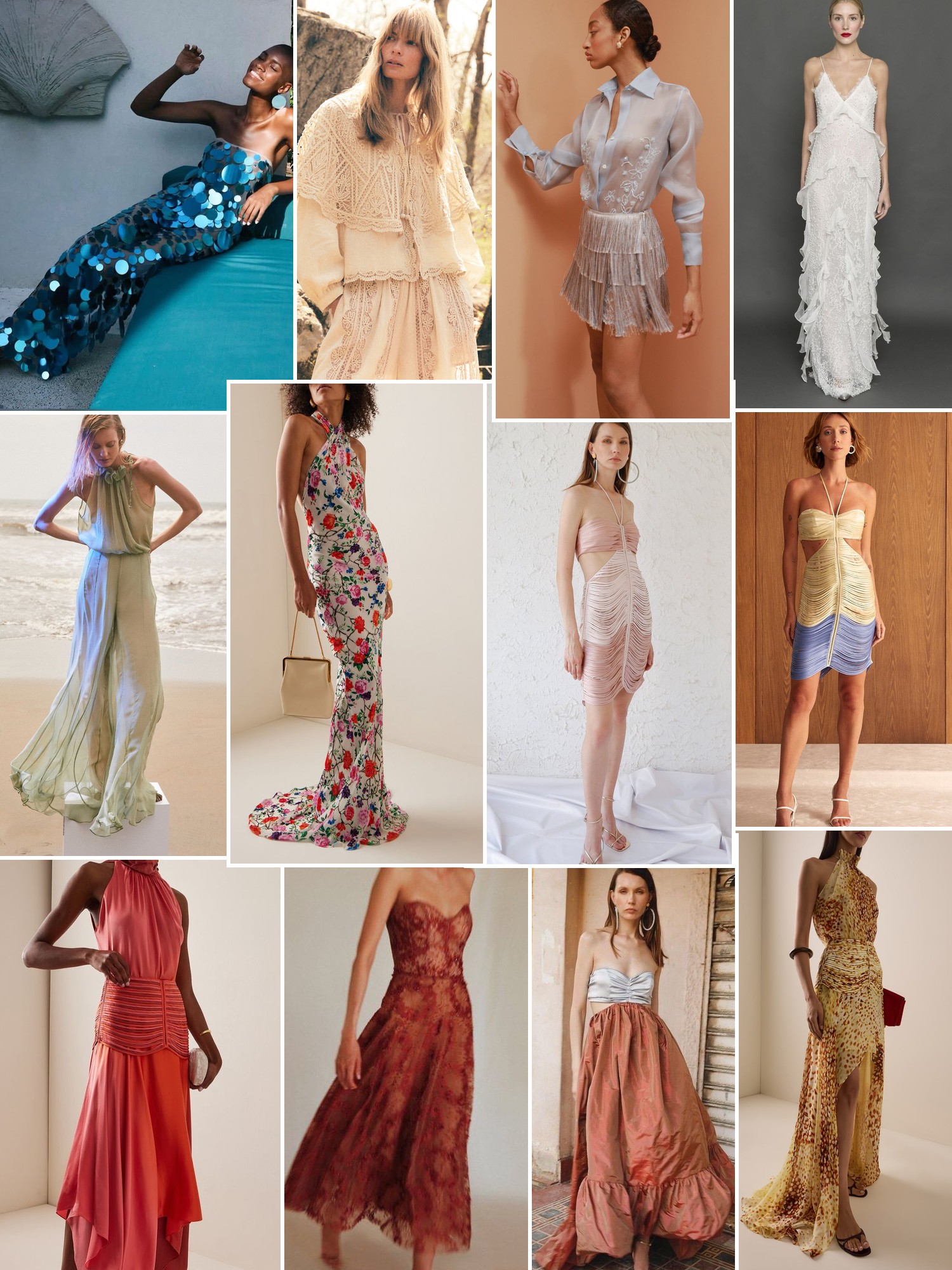 Collage of runway looks, campaign shots and street style outfits that capture the Francesca Miranda mood