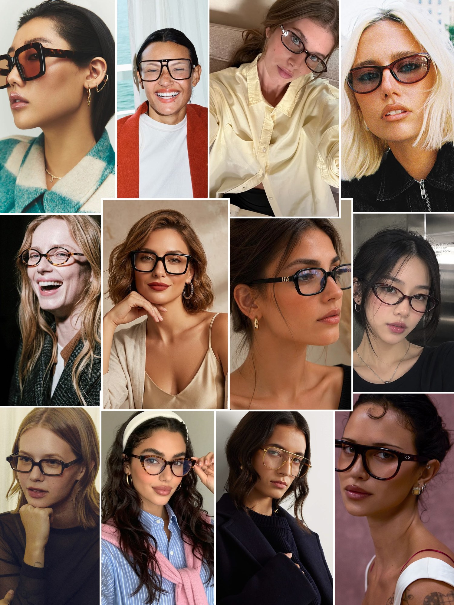 Collage of everyday outfits built around The Framery glasses