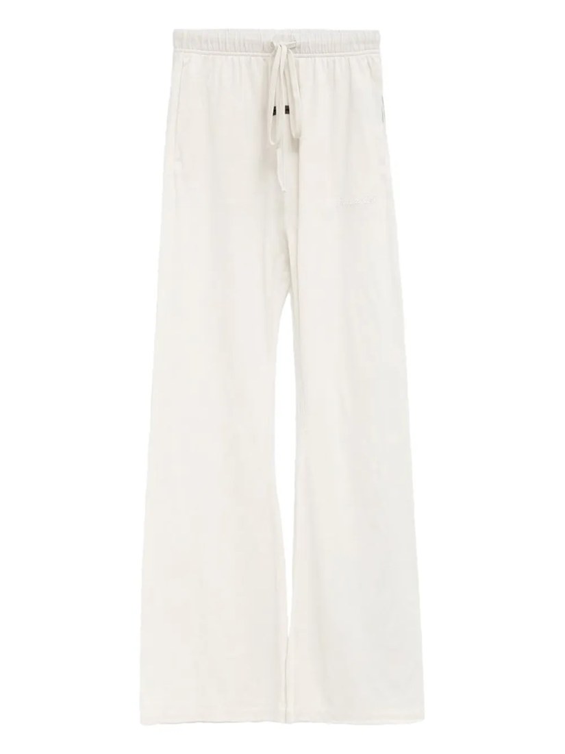 Drawstring-fastening flared track pants