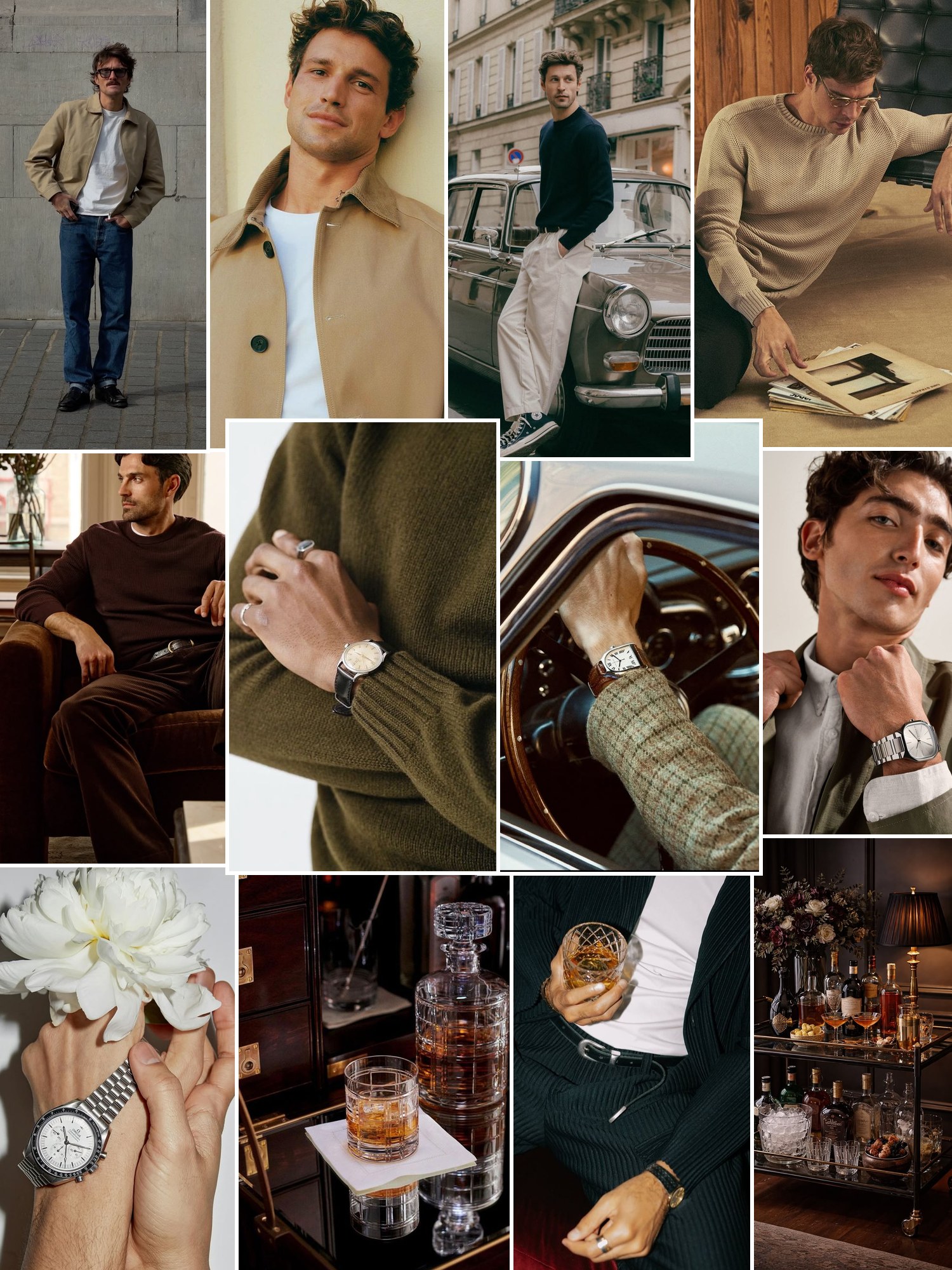 Street style collage of women wearing gifts for men in their 30s