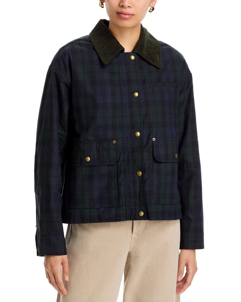 Plaid Cord Collar Barn Jacket