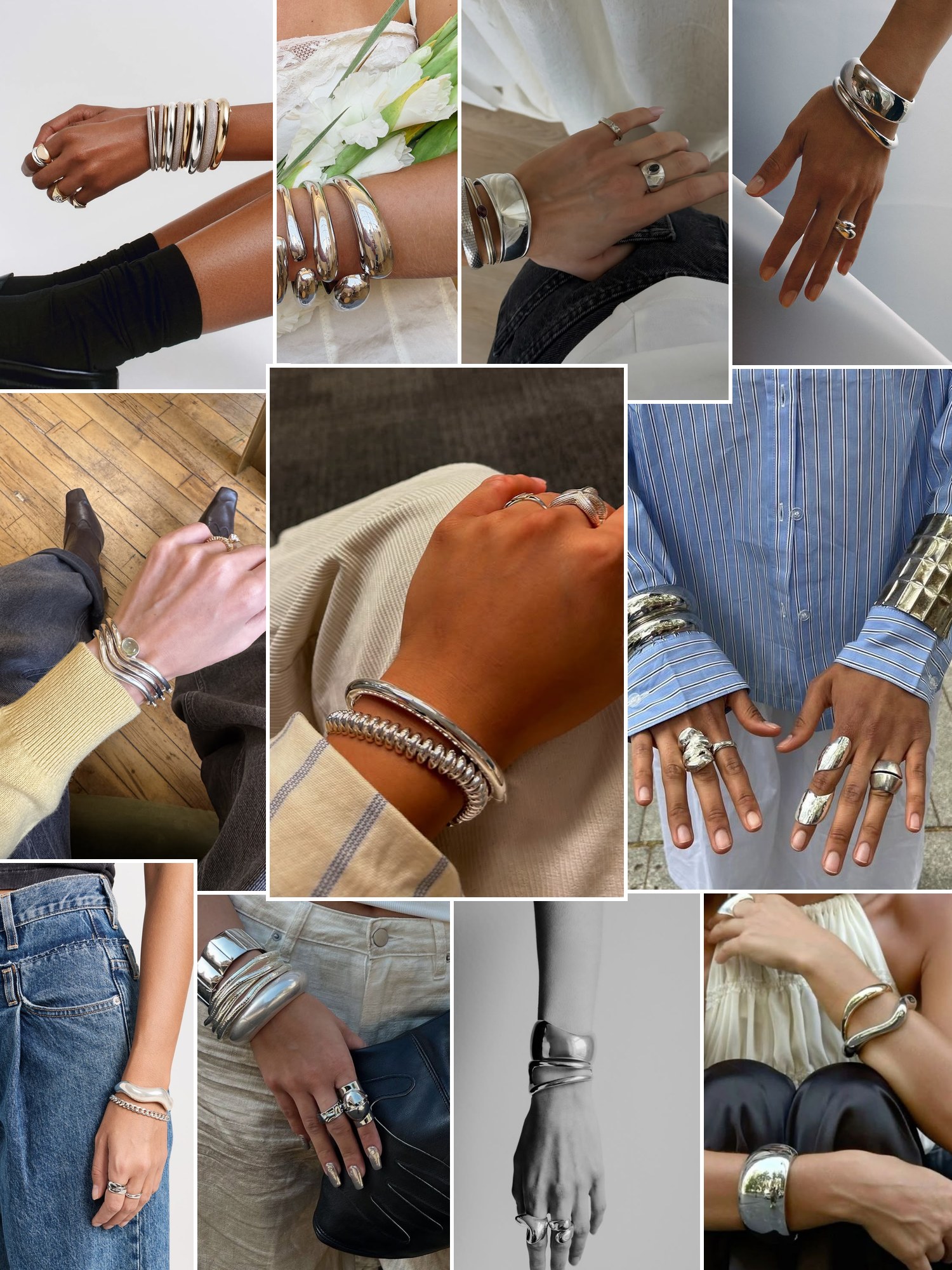 Collage of twisted cable cuff bracelets and similar looks