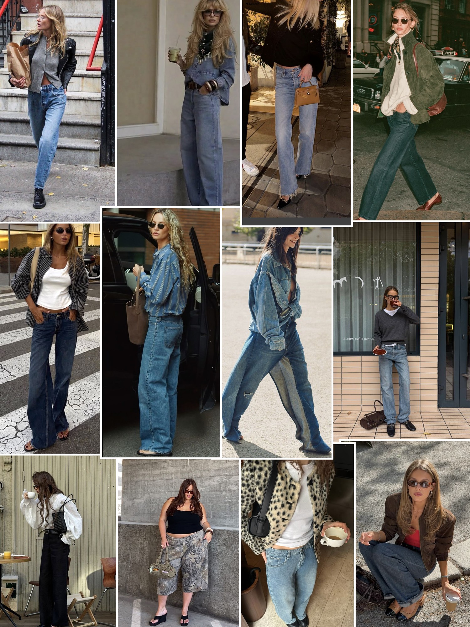 Collage of runway looks, campaign shots and street style outfits that capture the MOUSSY VINTAGE mood