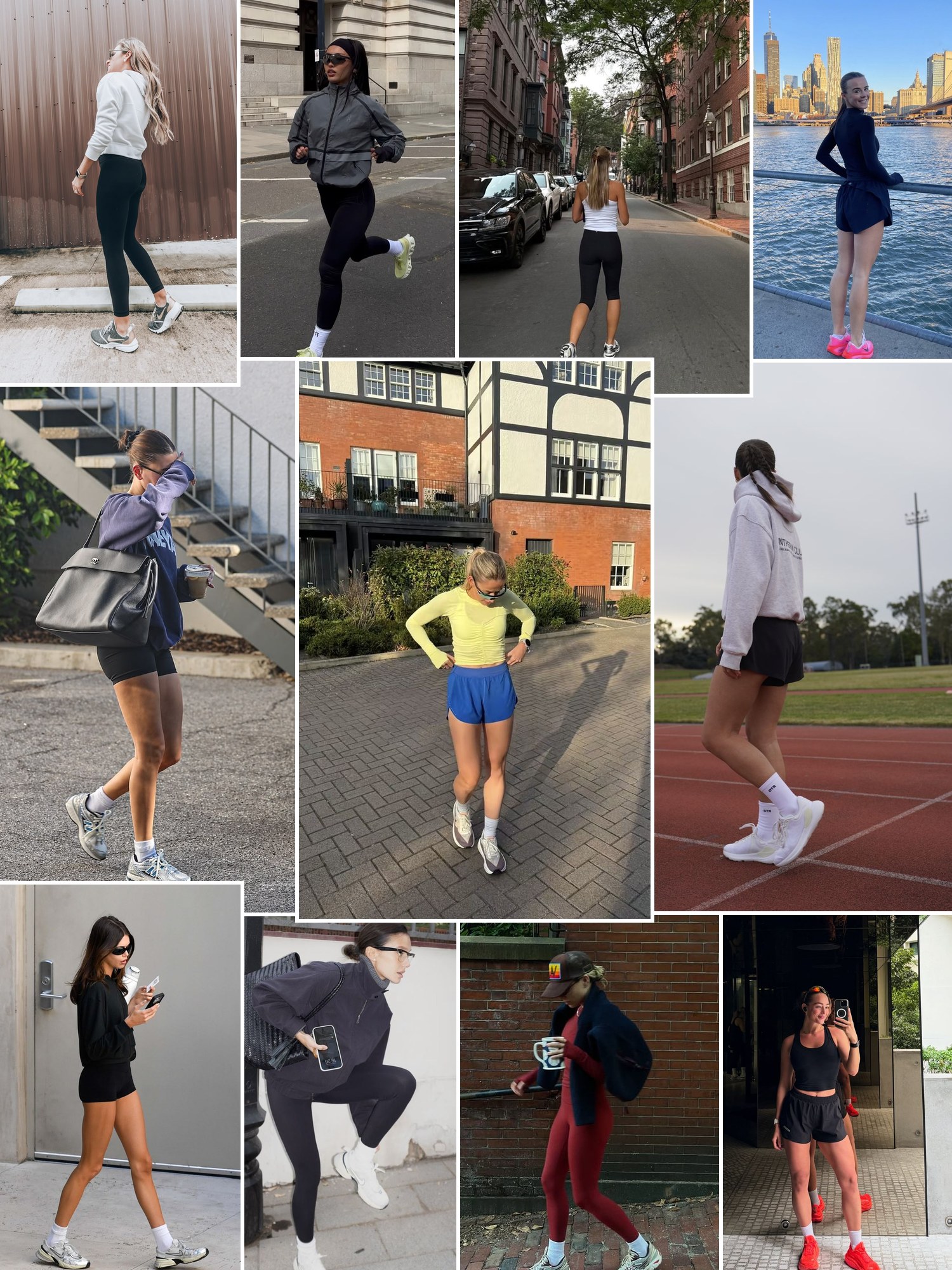 Street style collage of women wearing Brooks Glycerin