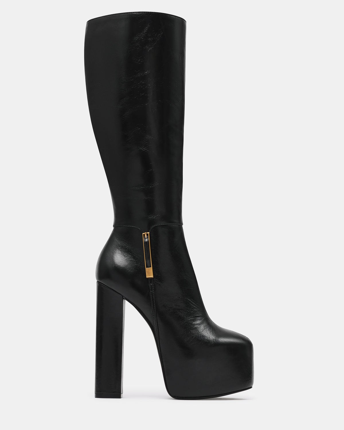 Scorn Black Leather Knee-High Boots