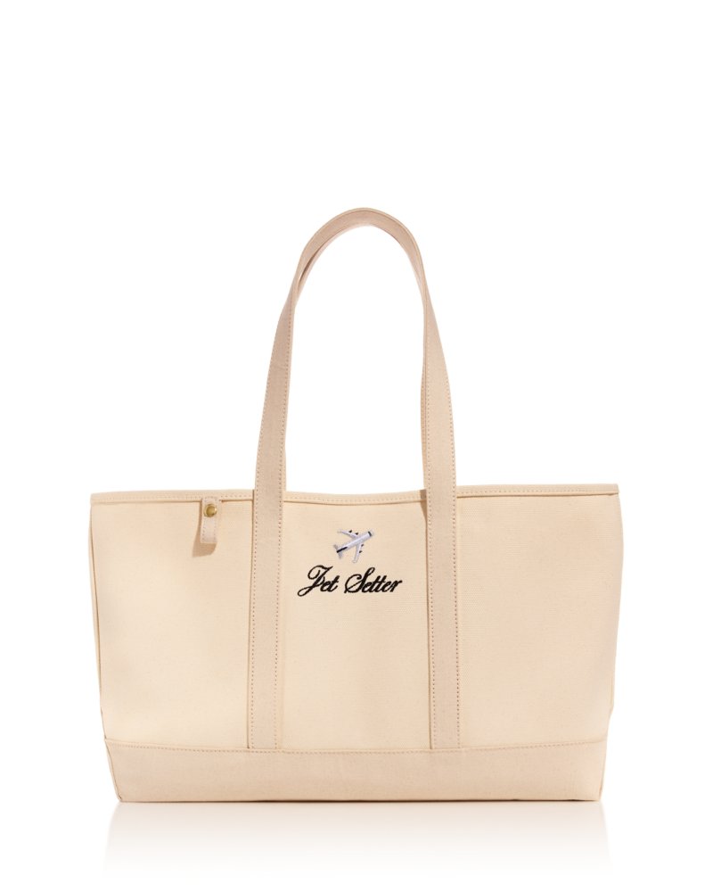 Jet Setter Embroidered Canvas Tote