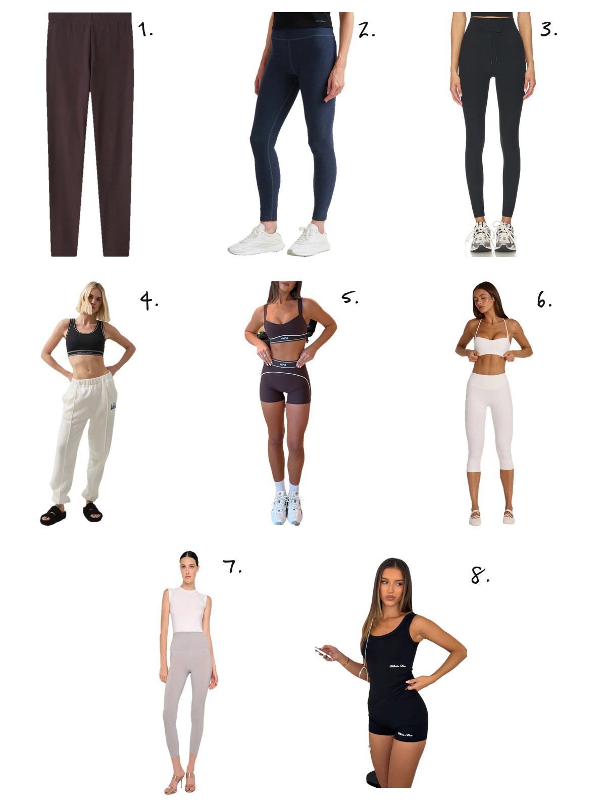 capri leggings with pockets styled, numbered picks