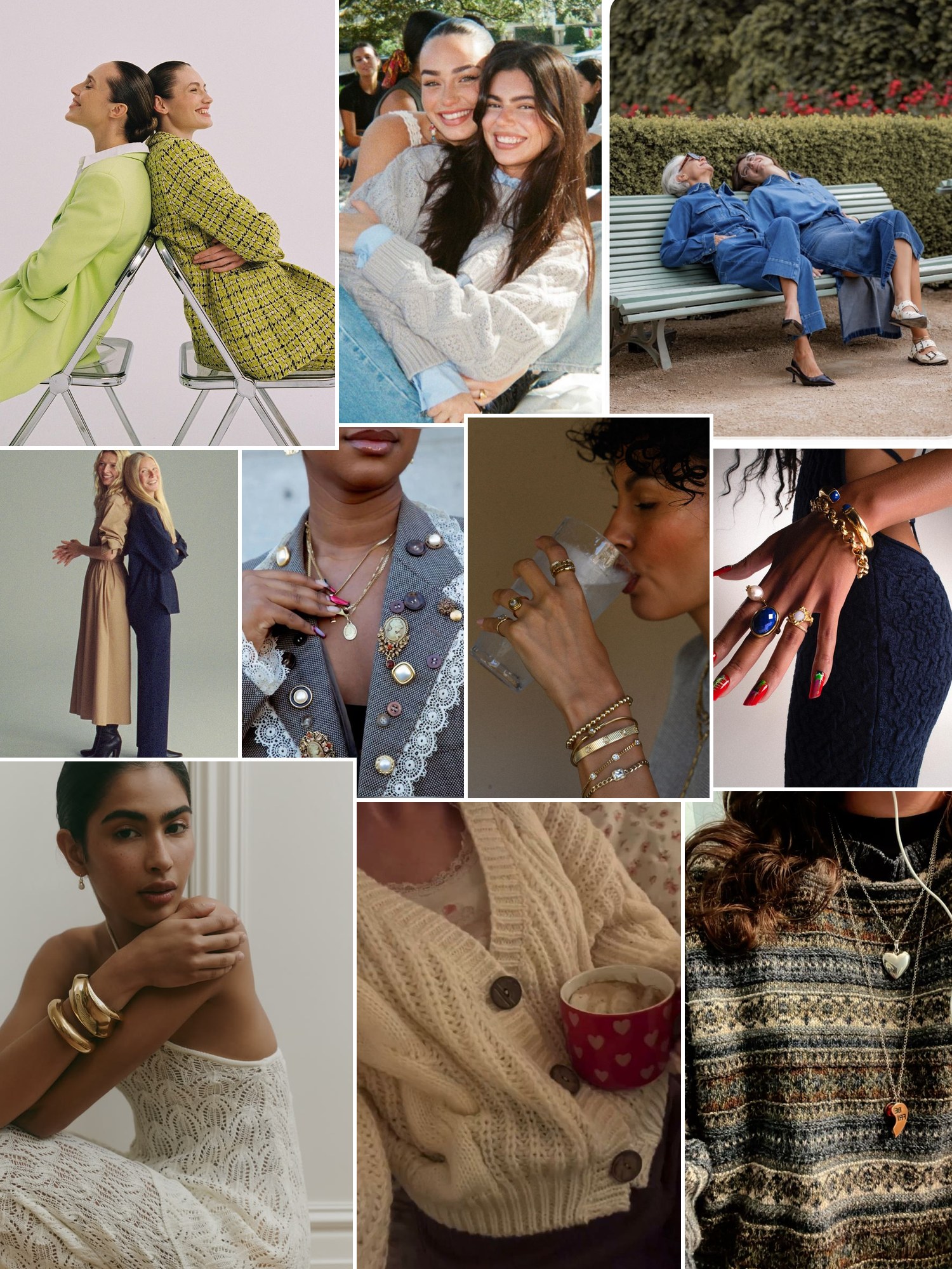 Street style collage of women wearing birthday gifts for sister