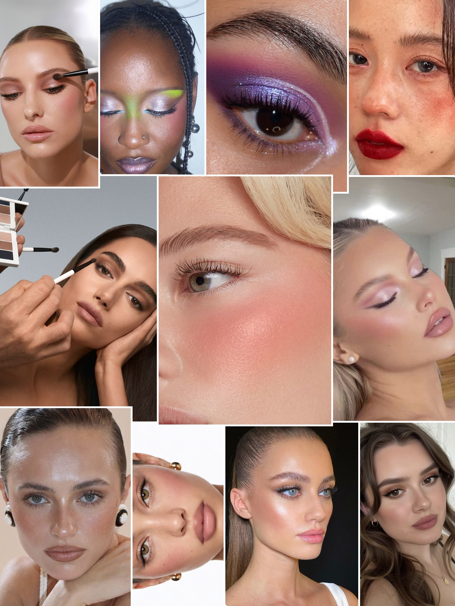 Collage of everyday outfits built around Makeup by Mario