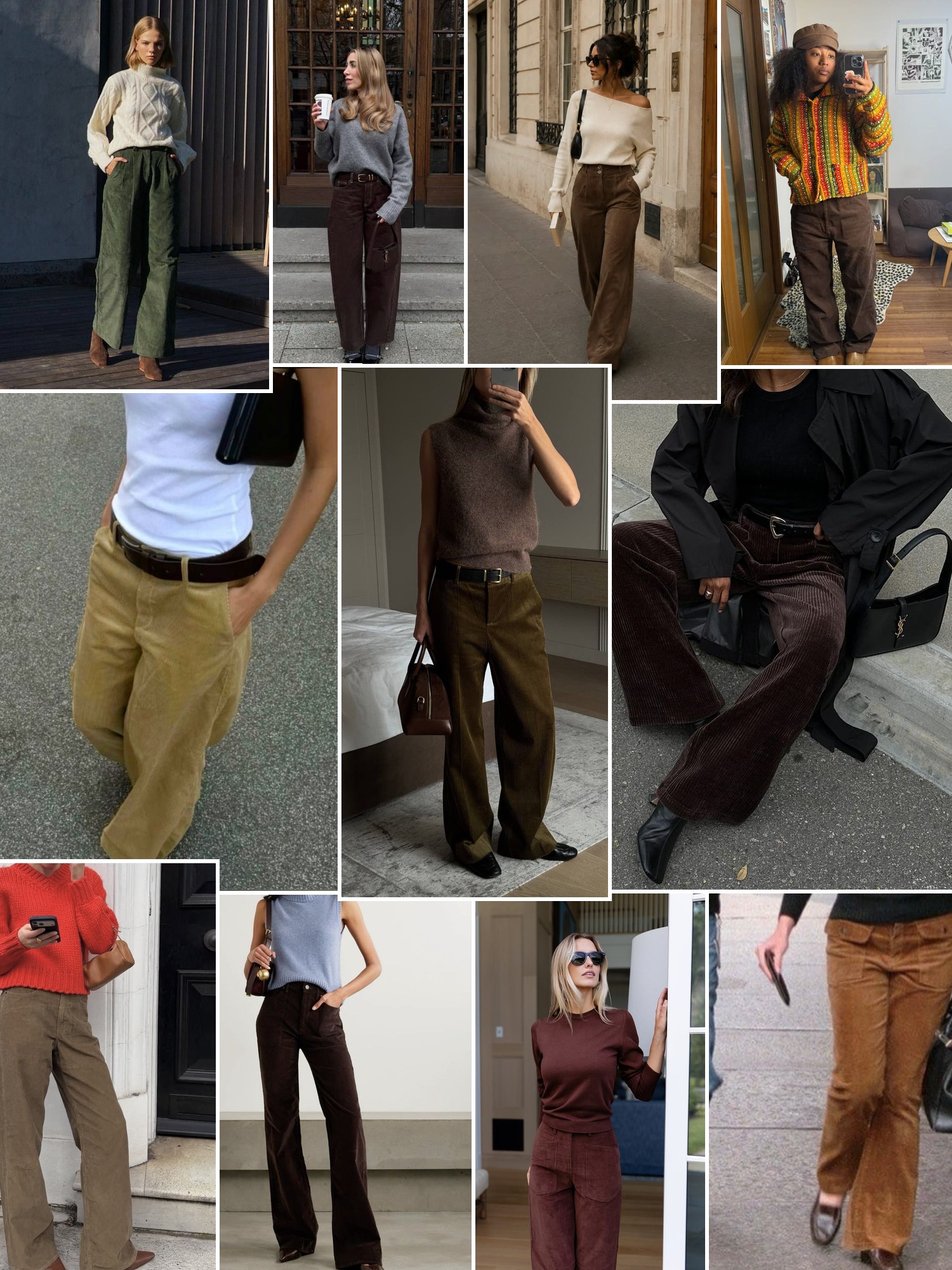 Street style collage of women wearing Corduroy pants