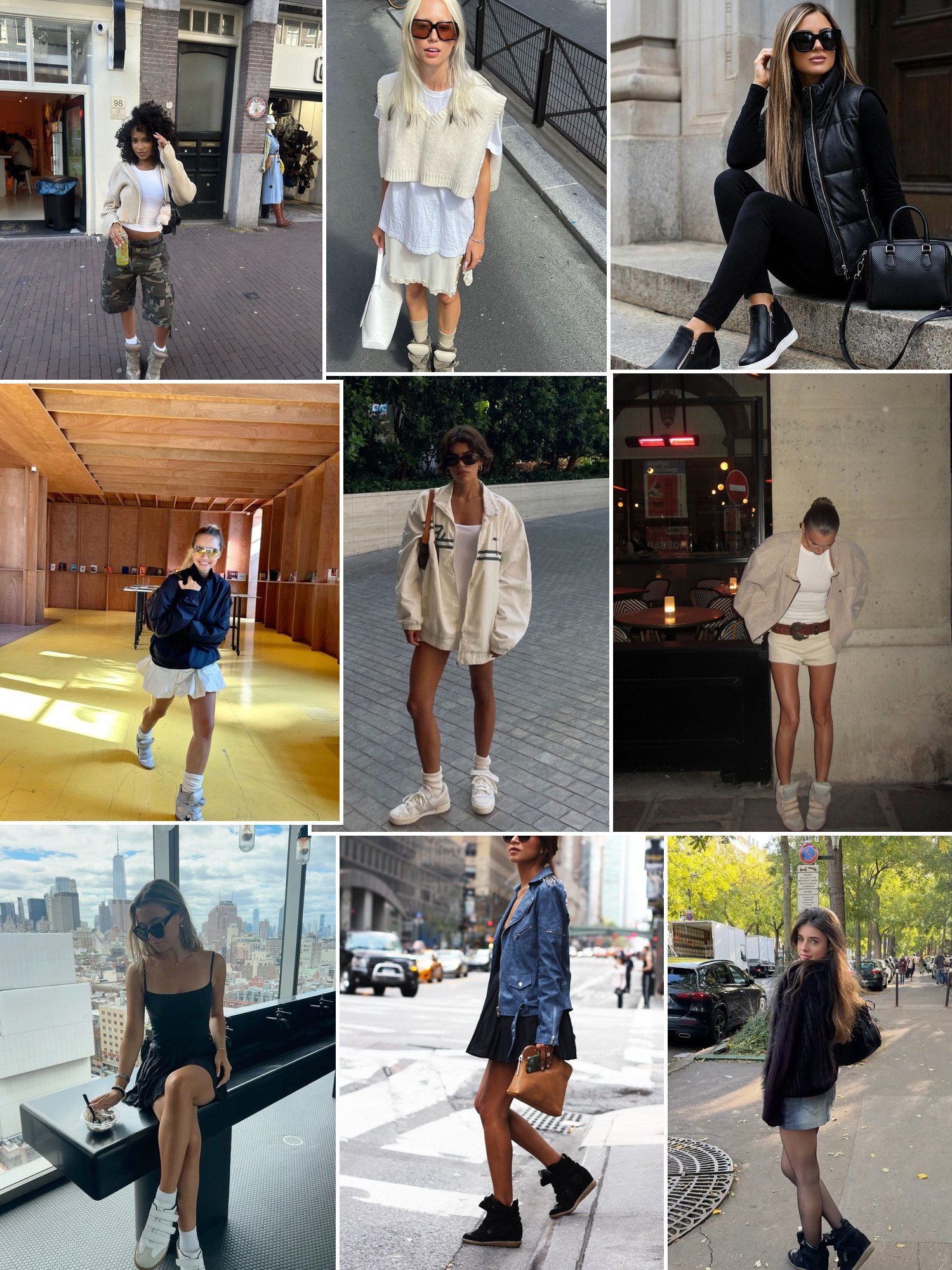 Collage of hidden wedge sneakers and similar looks