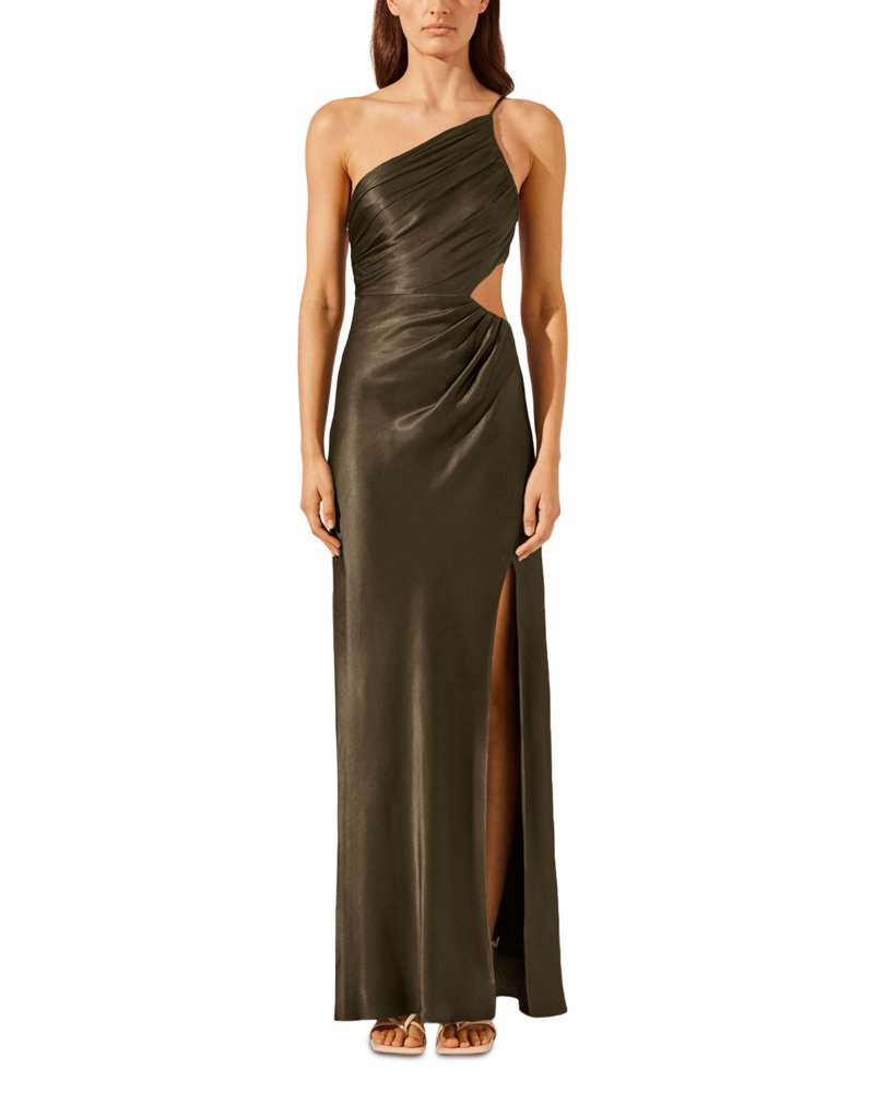 La Lune Asymmetric Gathered Maxi Dress