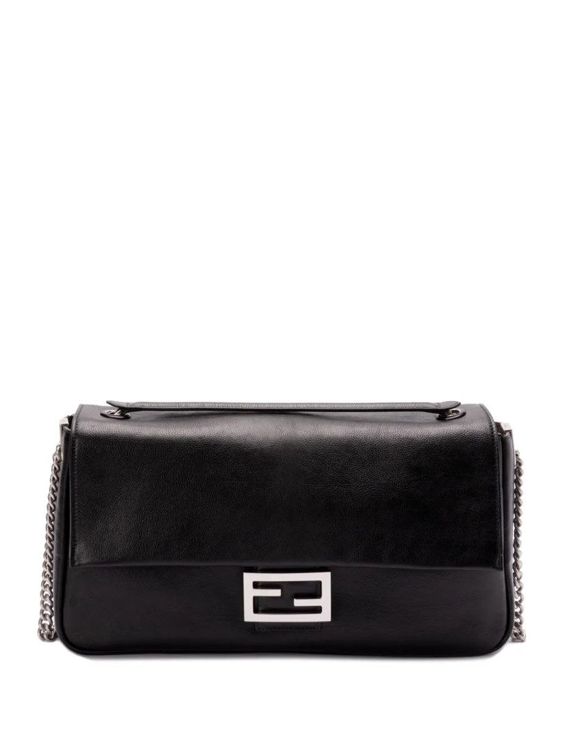 Leather baguette shoulder bag