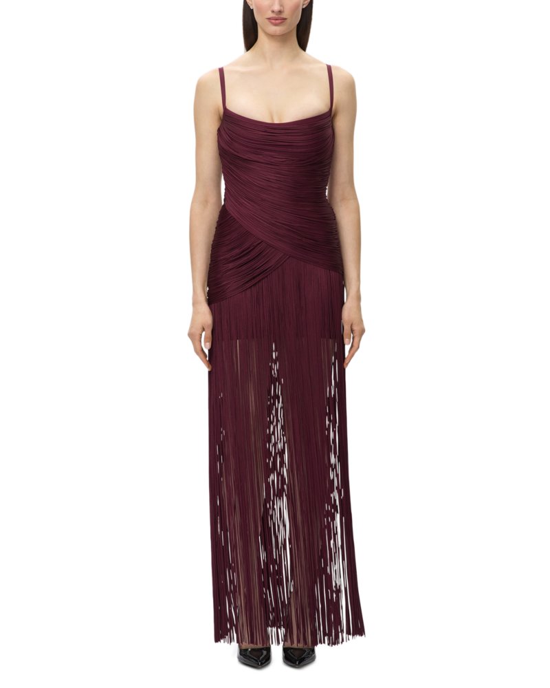 The Carly Draped Fringe Gown